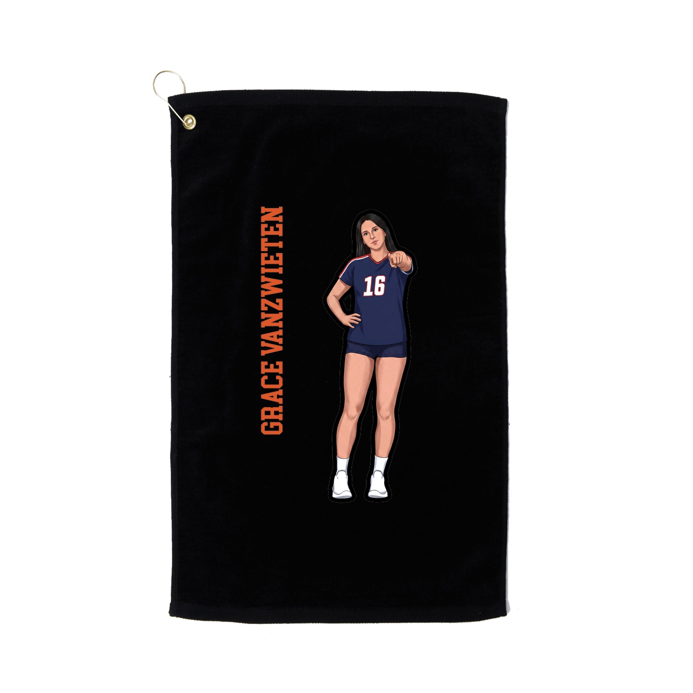 Golf Towel — Name Vertical in Black