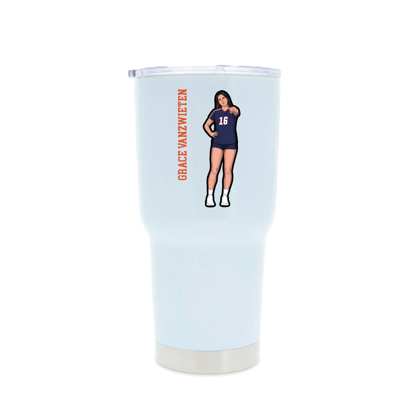 30oz Stainless Steel Tumbler — Name Vertical in White
