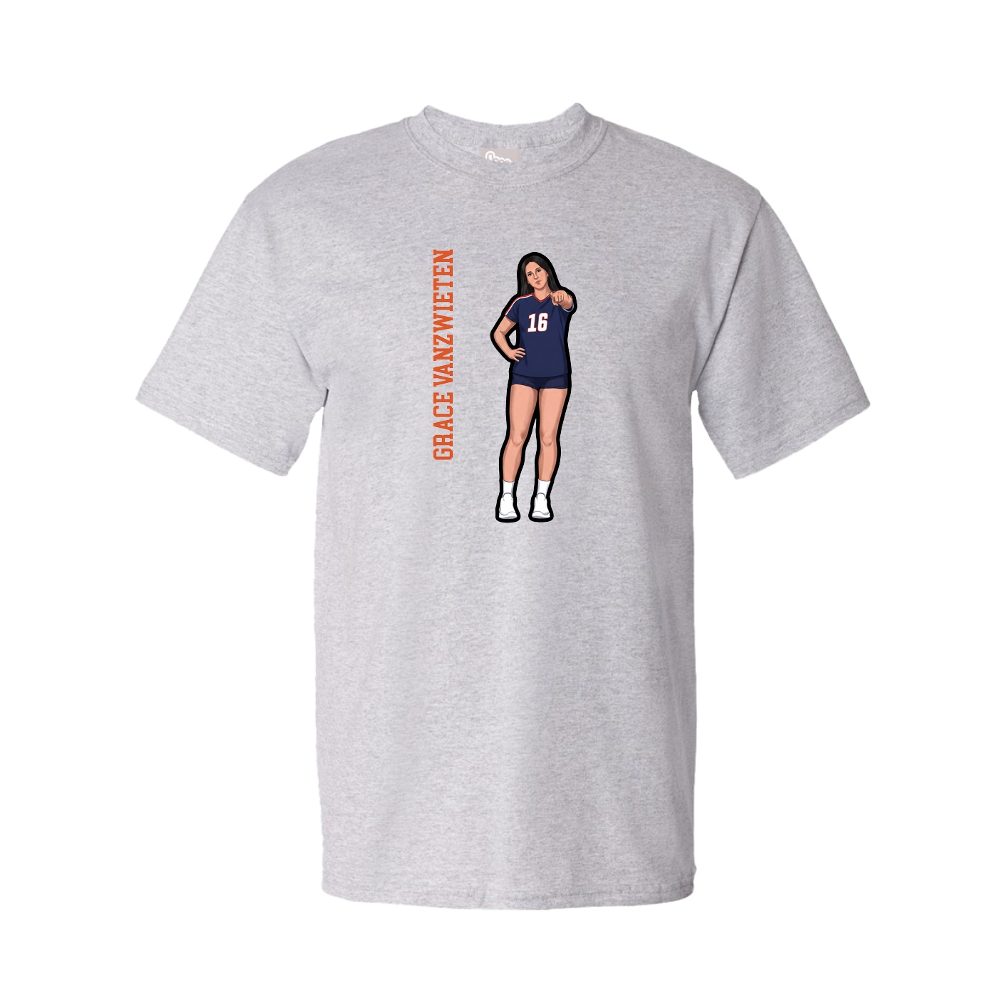 Tee — Name Vertical in Grey