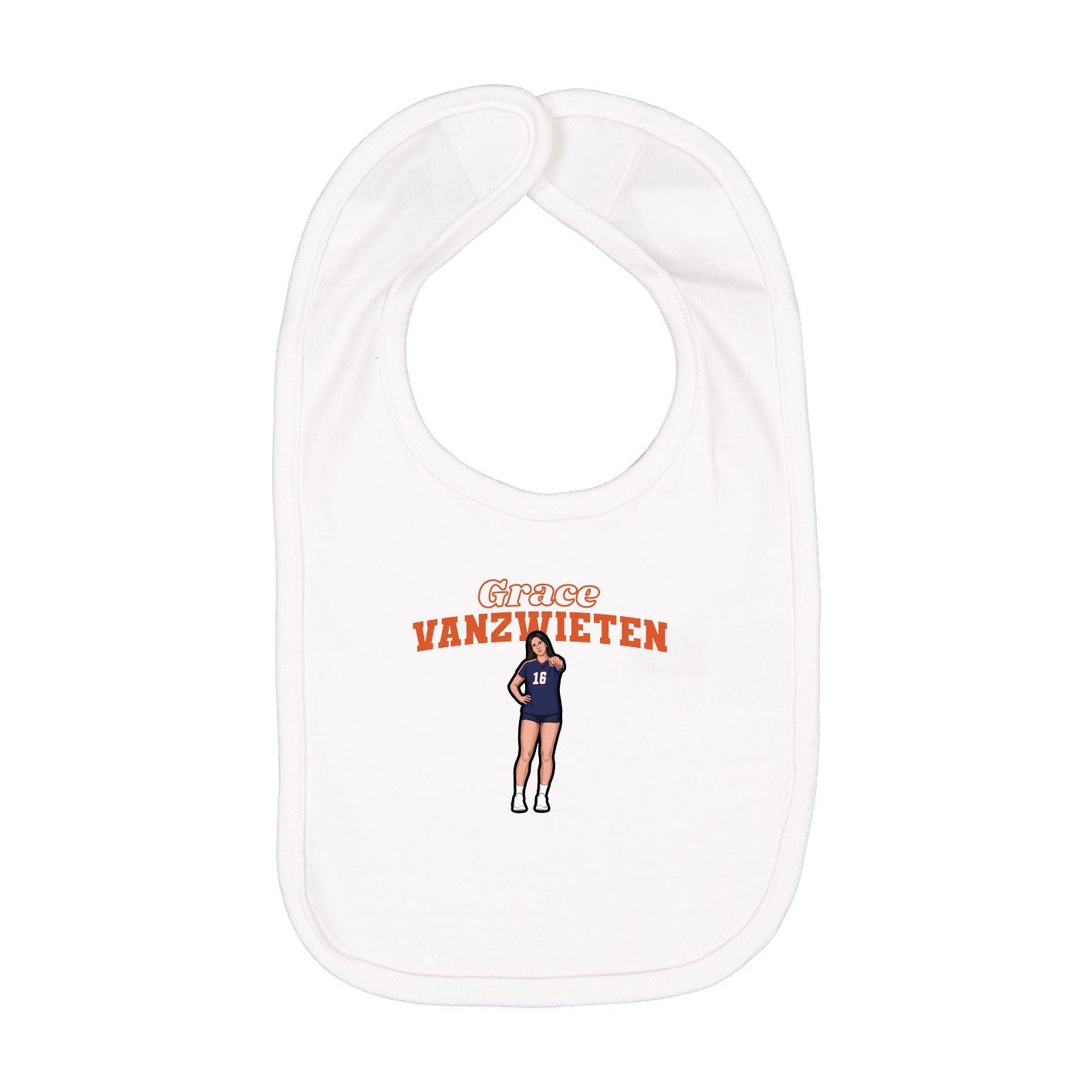 Infant Bib — Name Arch in White