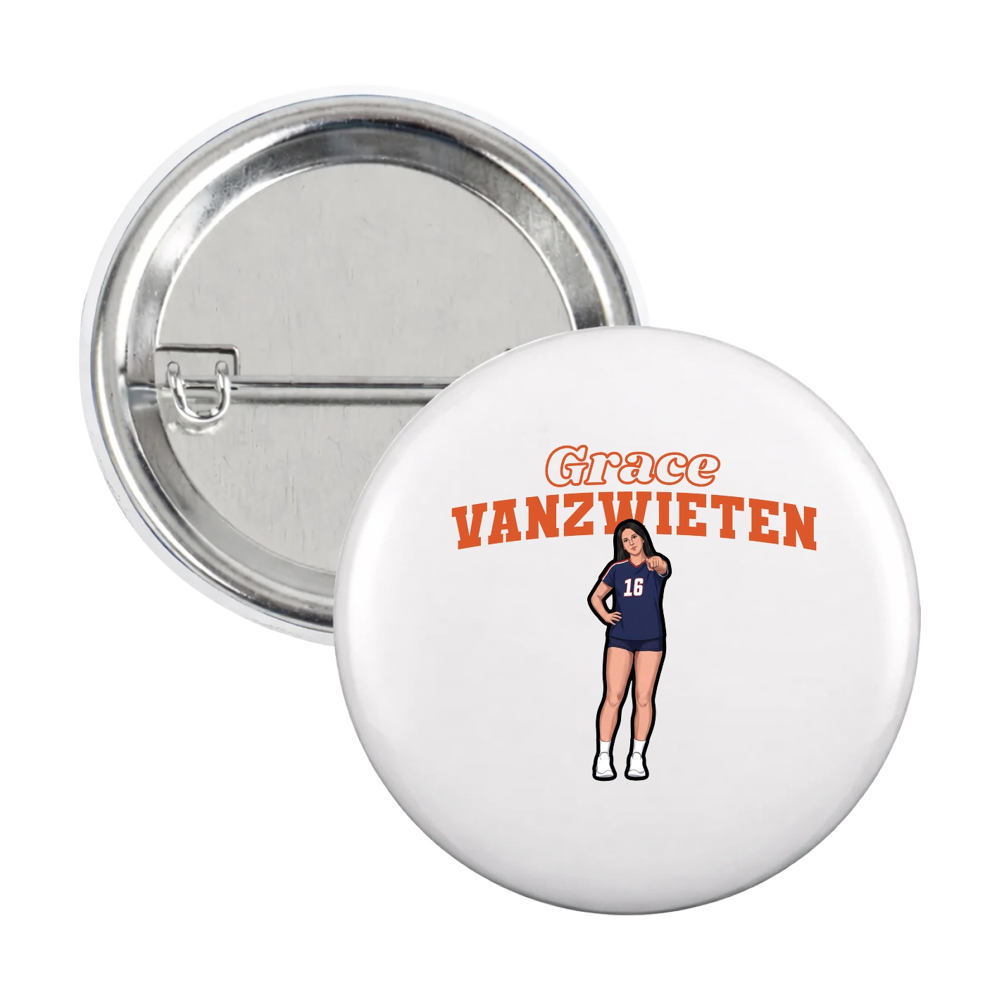 Game Day Button — Name Arch in White