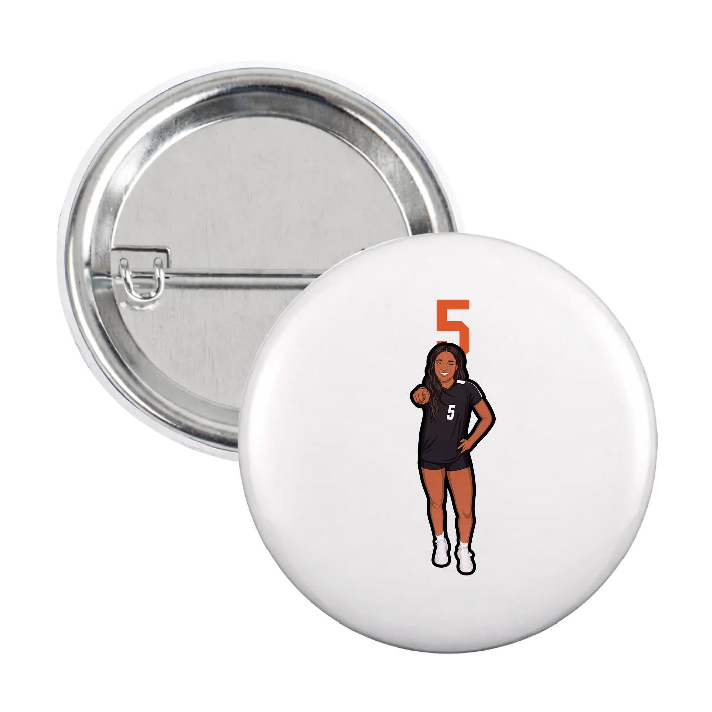 Game Day Button — Number Top in White