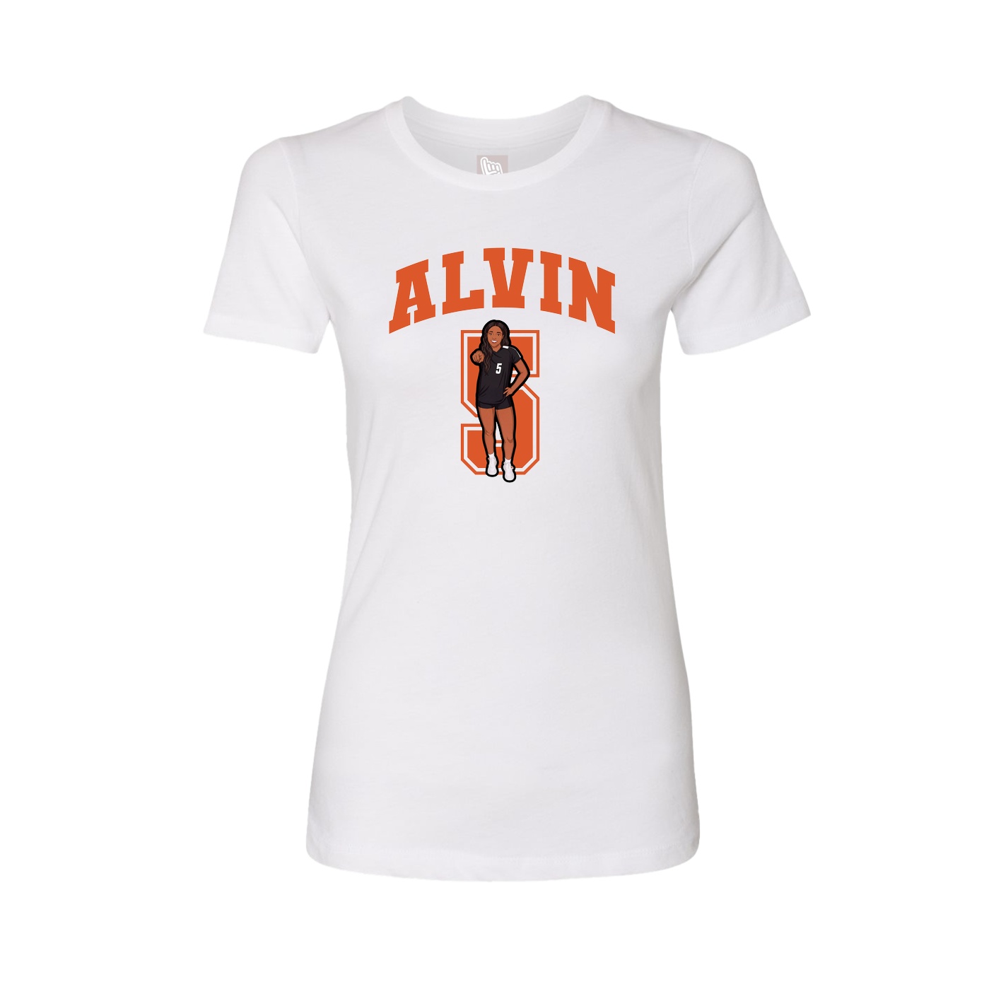 Fitted Women's Tee — Number in White
