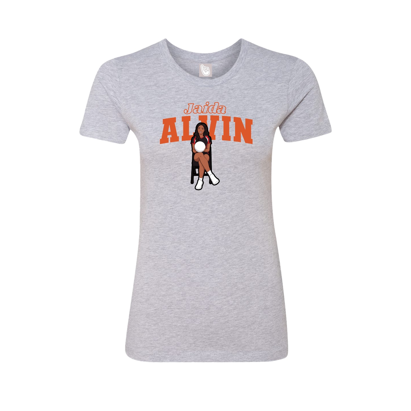 Fitted Women's Tee — Name Arch in Grey