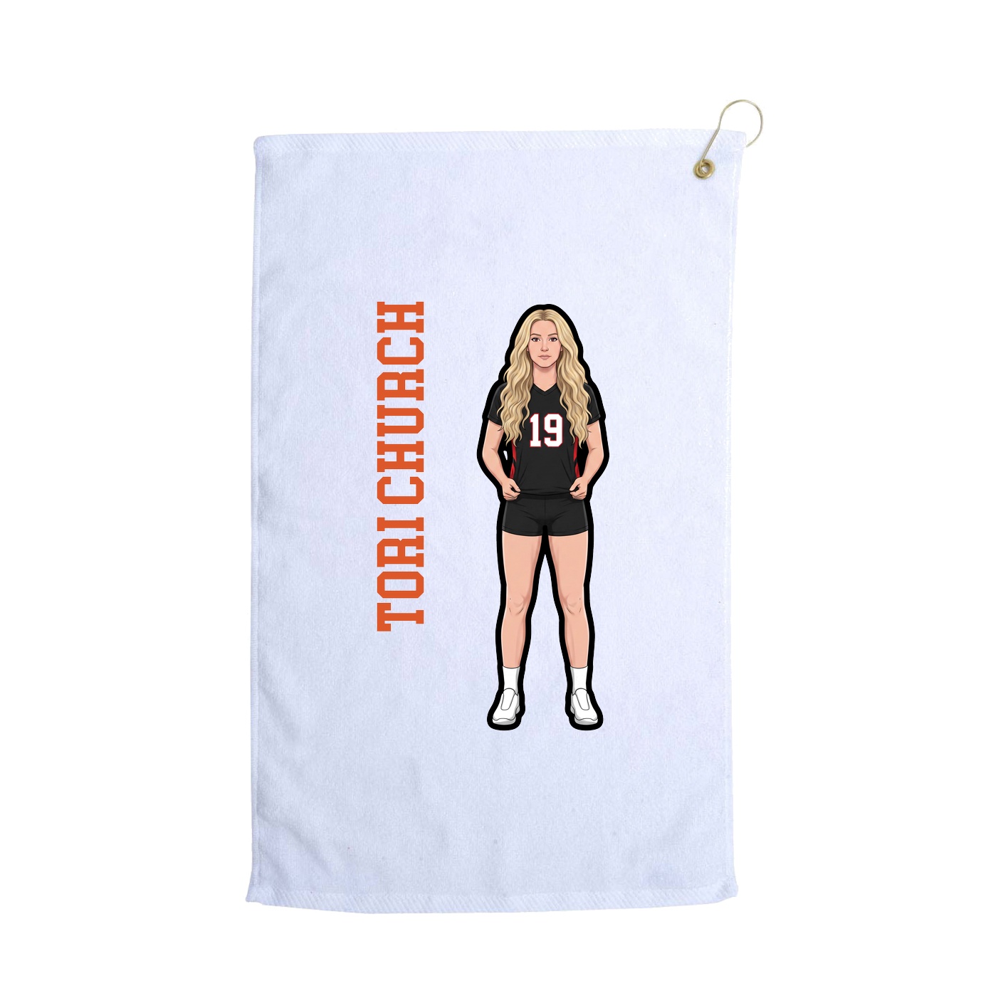 Golf Towel — Name Vertical in White