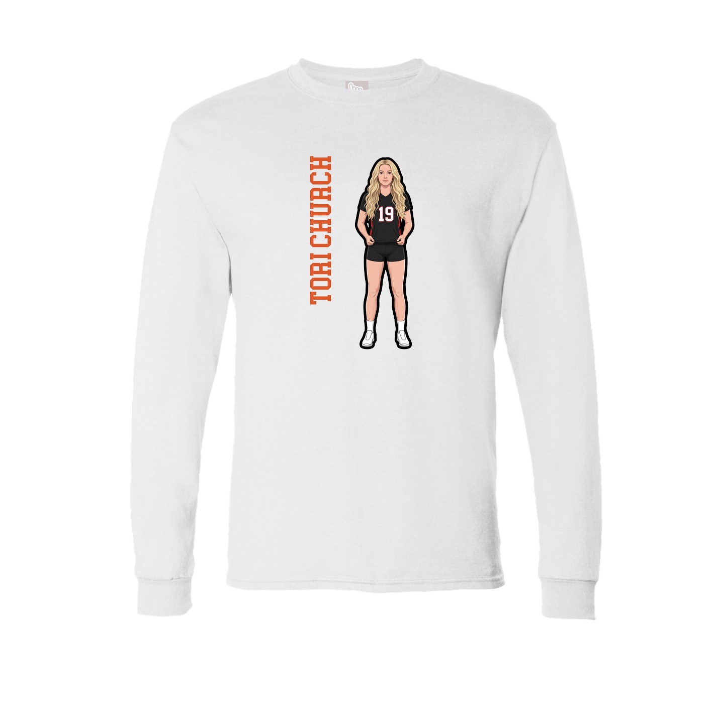 Long Sleeve Tee — Name Vertical in White