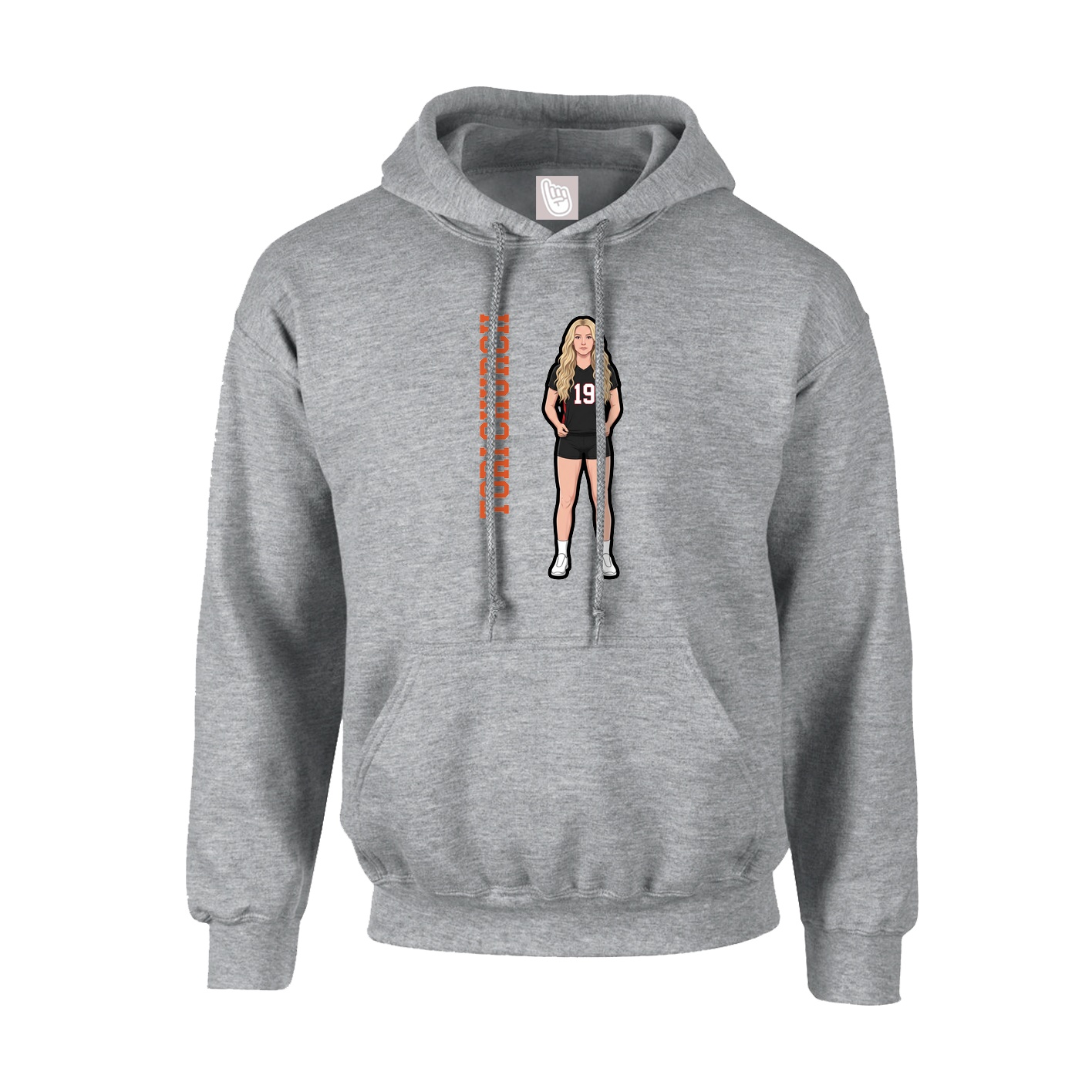 Hoodie — Name Vertical in Grey