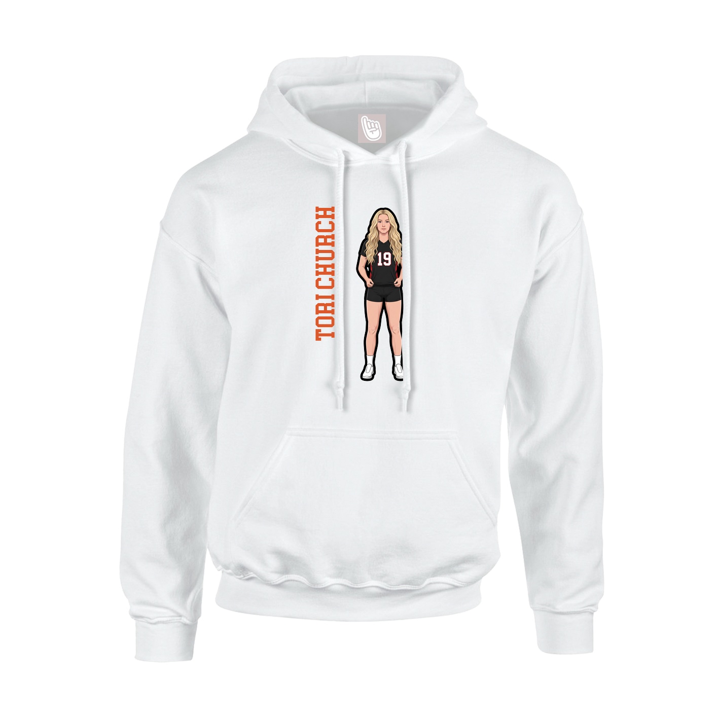 Youth Hoodie — Name Vertical in White