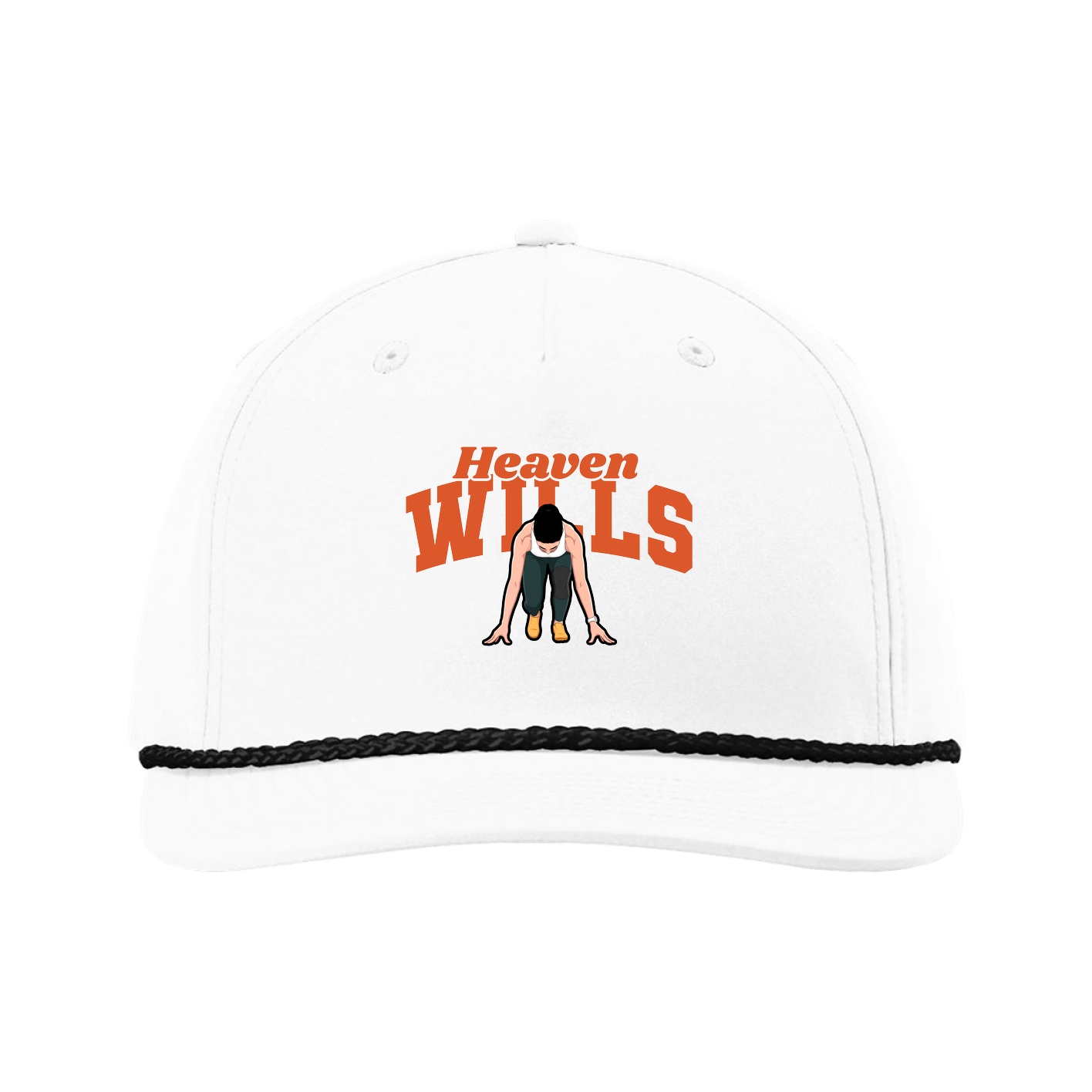 Five-Panel Classic Rope Cap — Signature Arch in White