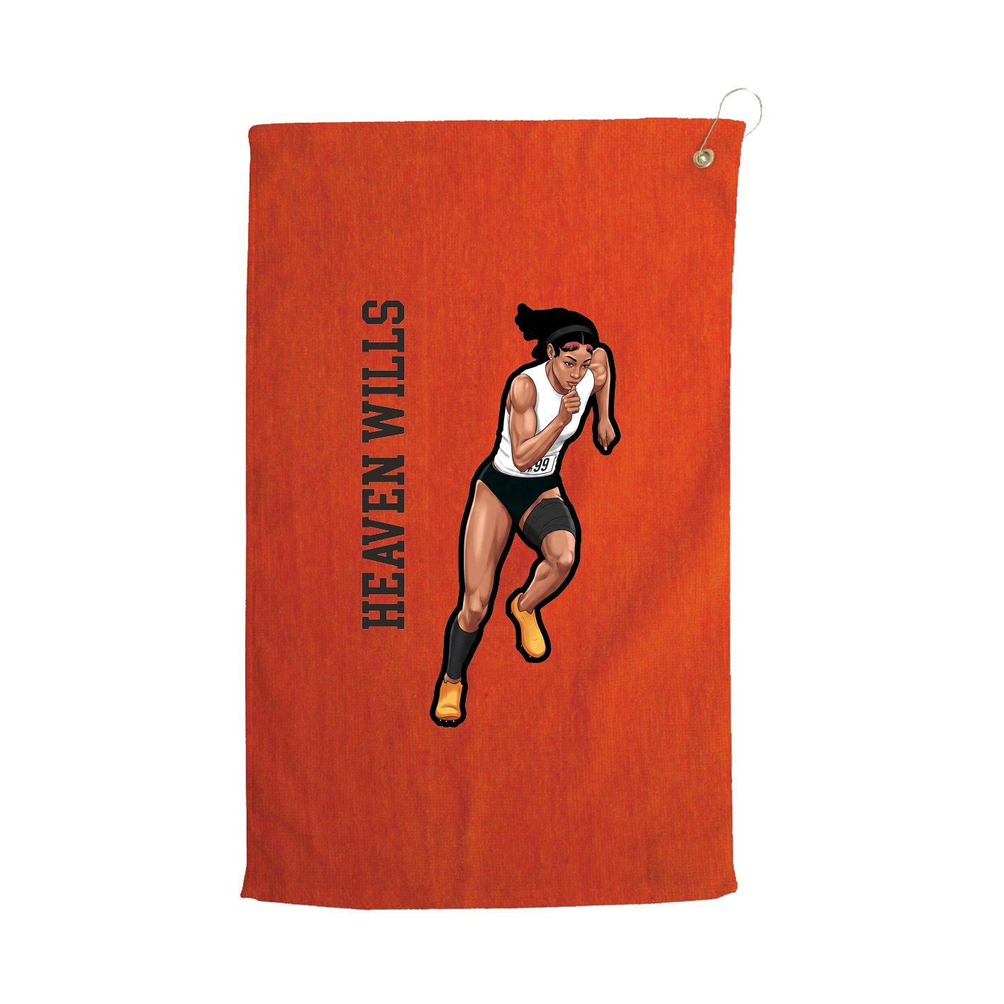 Golf Towel — Name Vertical in Orange