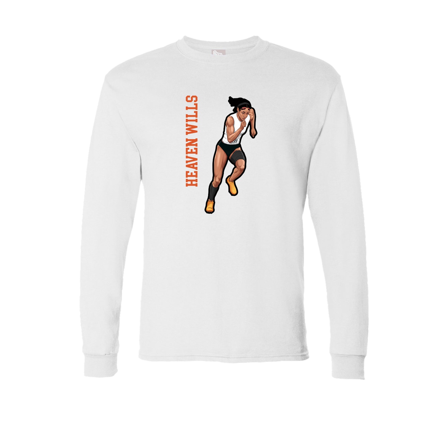 Long Sleeve Tee — Name Vertical in White