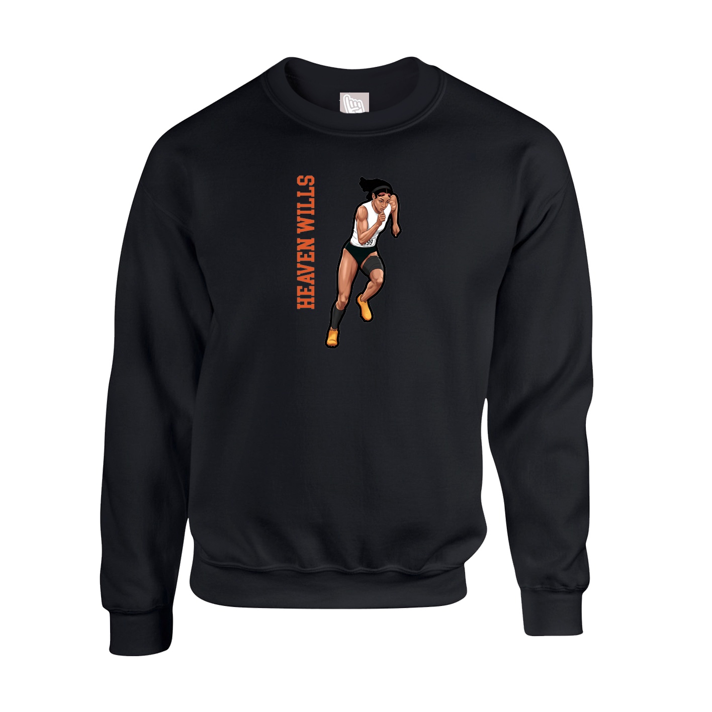 Fleece Crew — Name Vertical in Black
