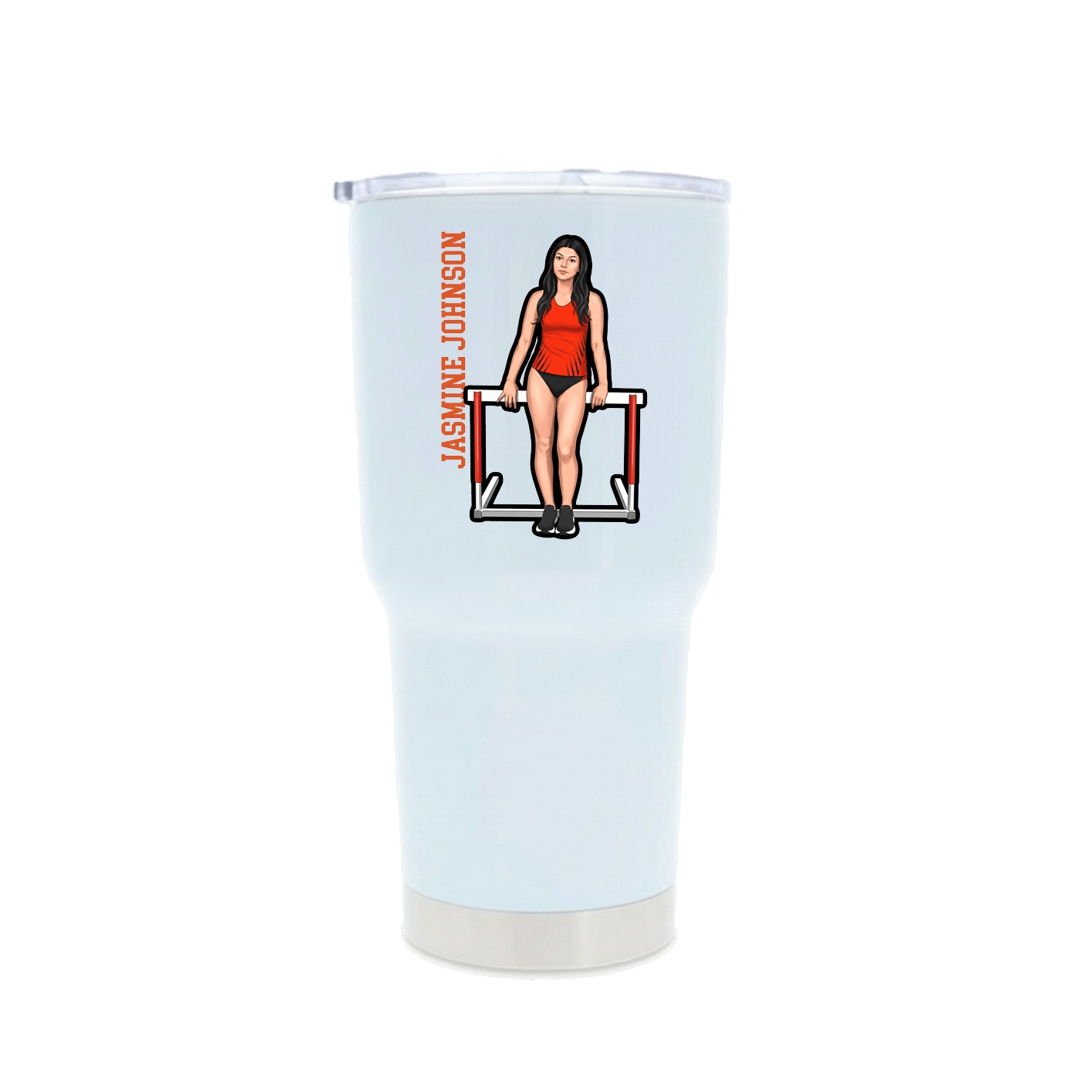 30oz Stainless Steel Tumbler — Name Vertical in White