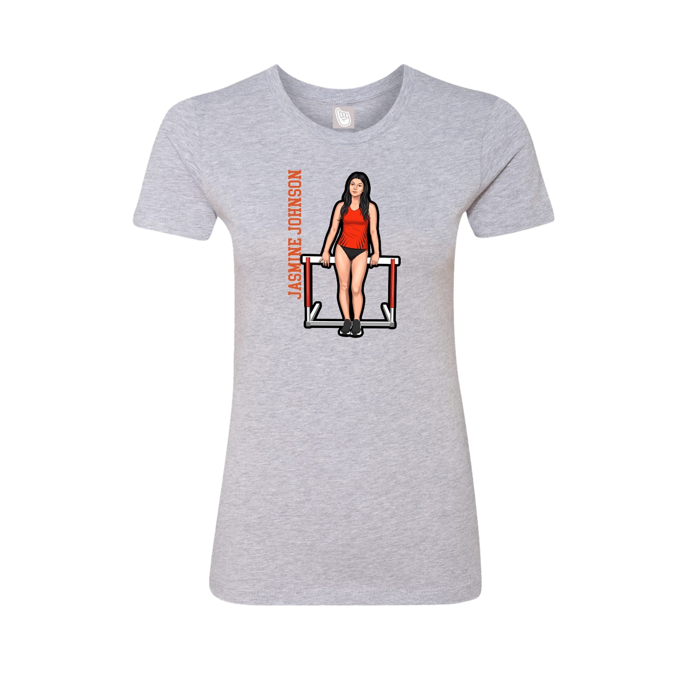 Fitted Women's Tee — Name Vertical in Grey