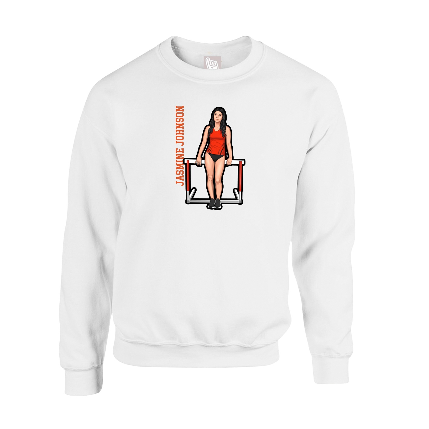 Fleece Crew — Name Vertical in White