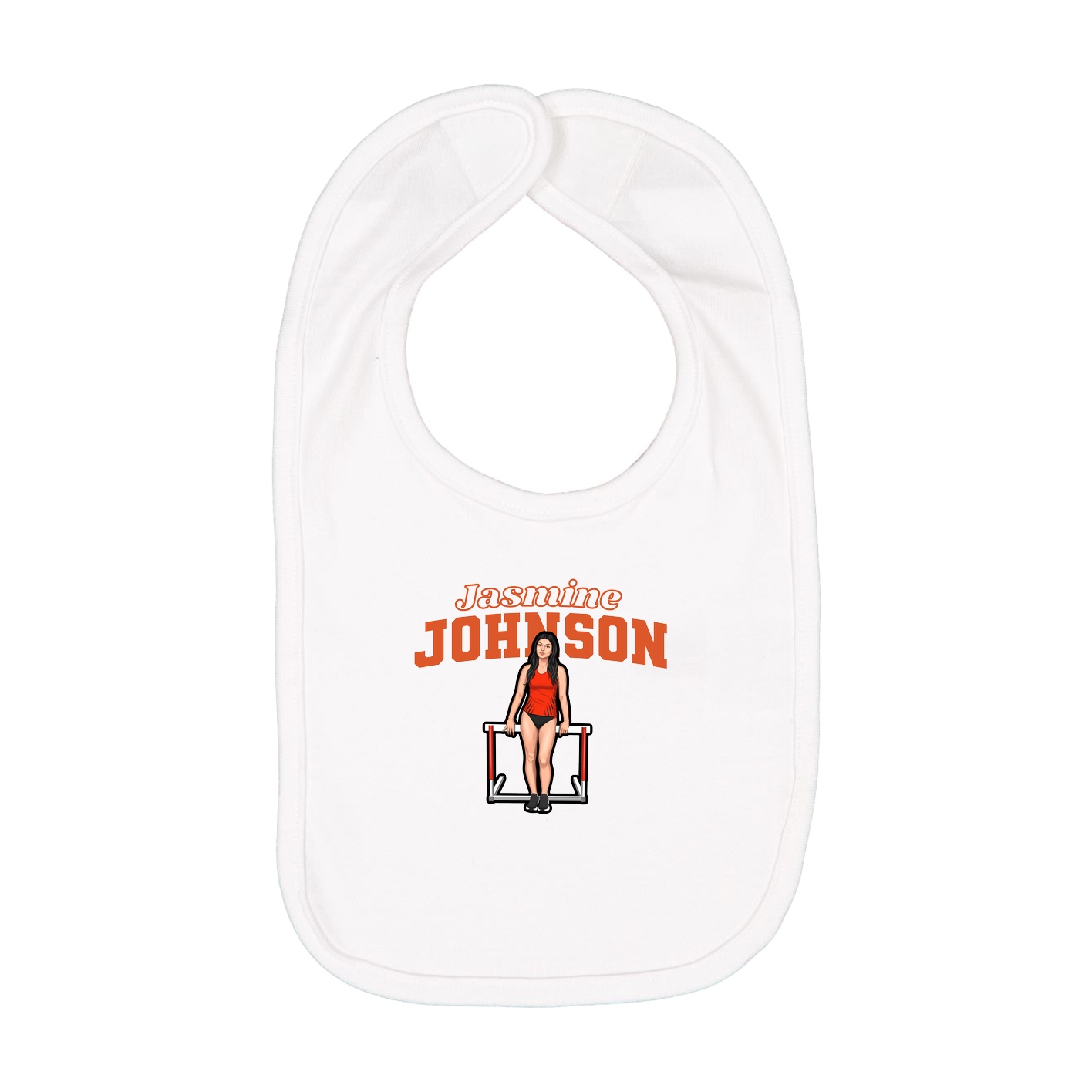 Infant Bib — Name Arch in White