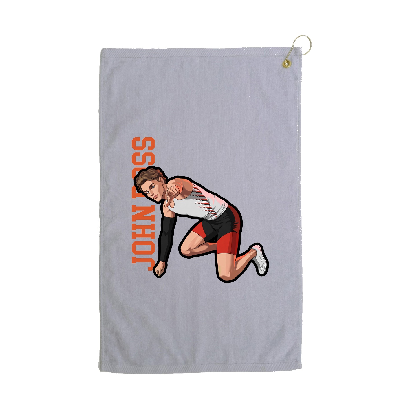 Golf Towel — Name Vertical in Grey