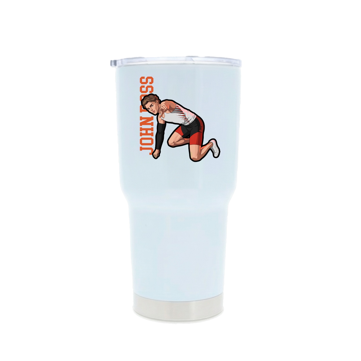 30oz Stainless Steel Tumbler — Name Vertical in White