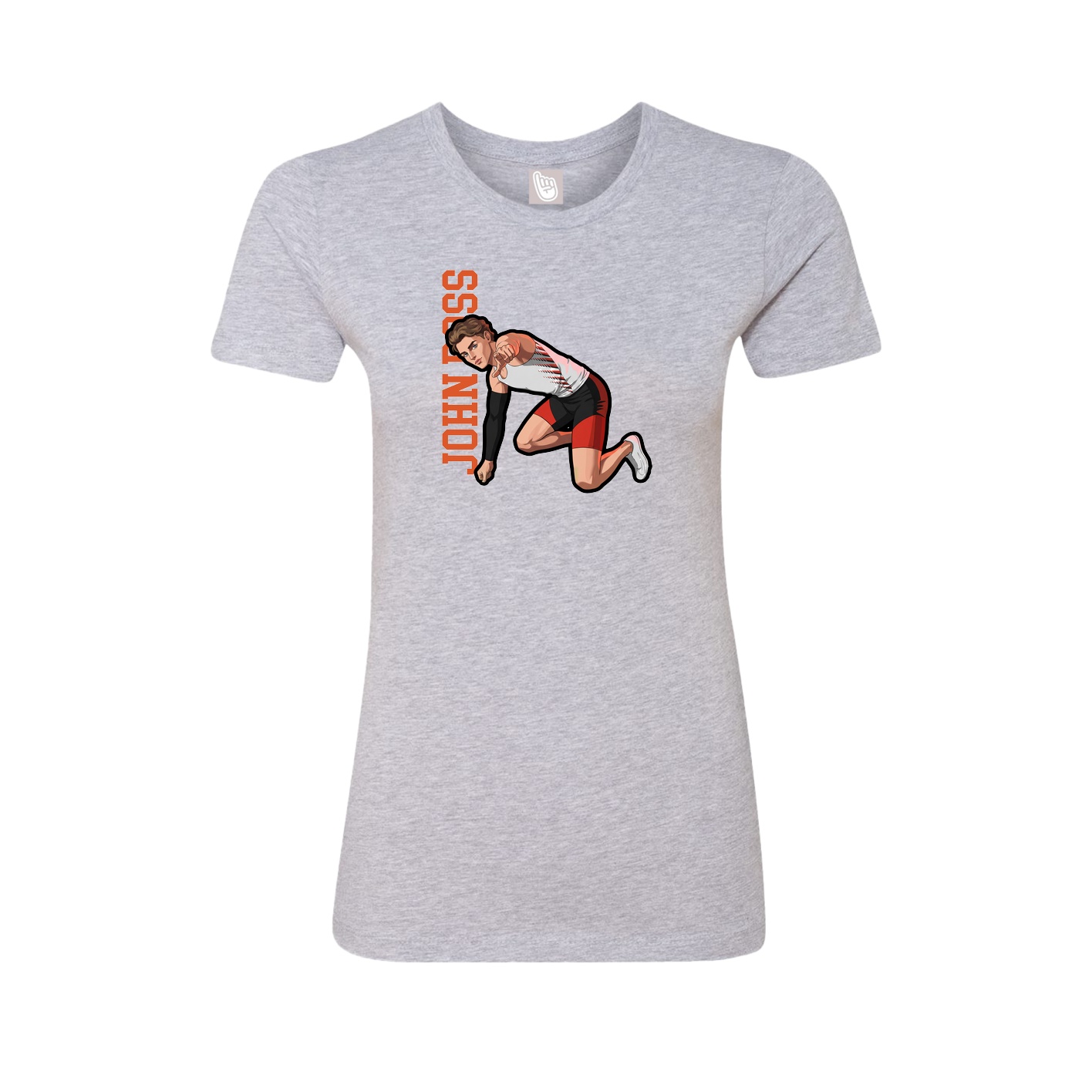 Fitted Women's Tee — Name Vertical in Grey