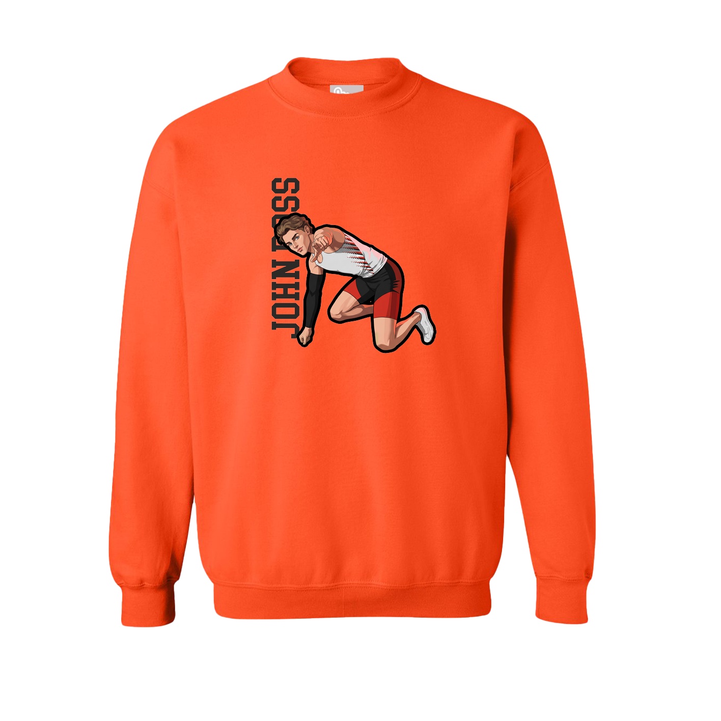 Fleece Crew — Name Vertical in Orange