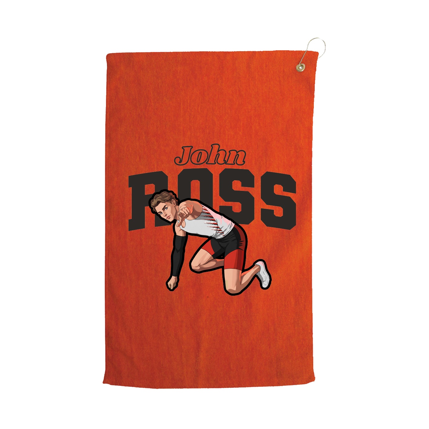 Golf Towel — Name Arch in Orange