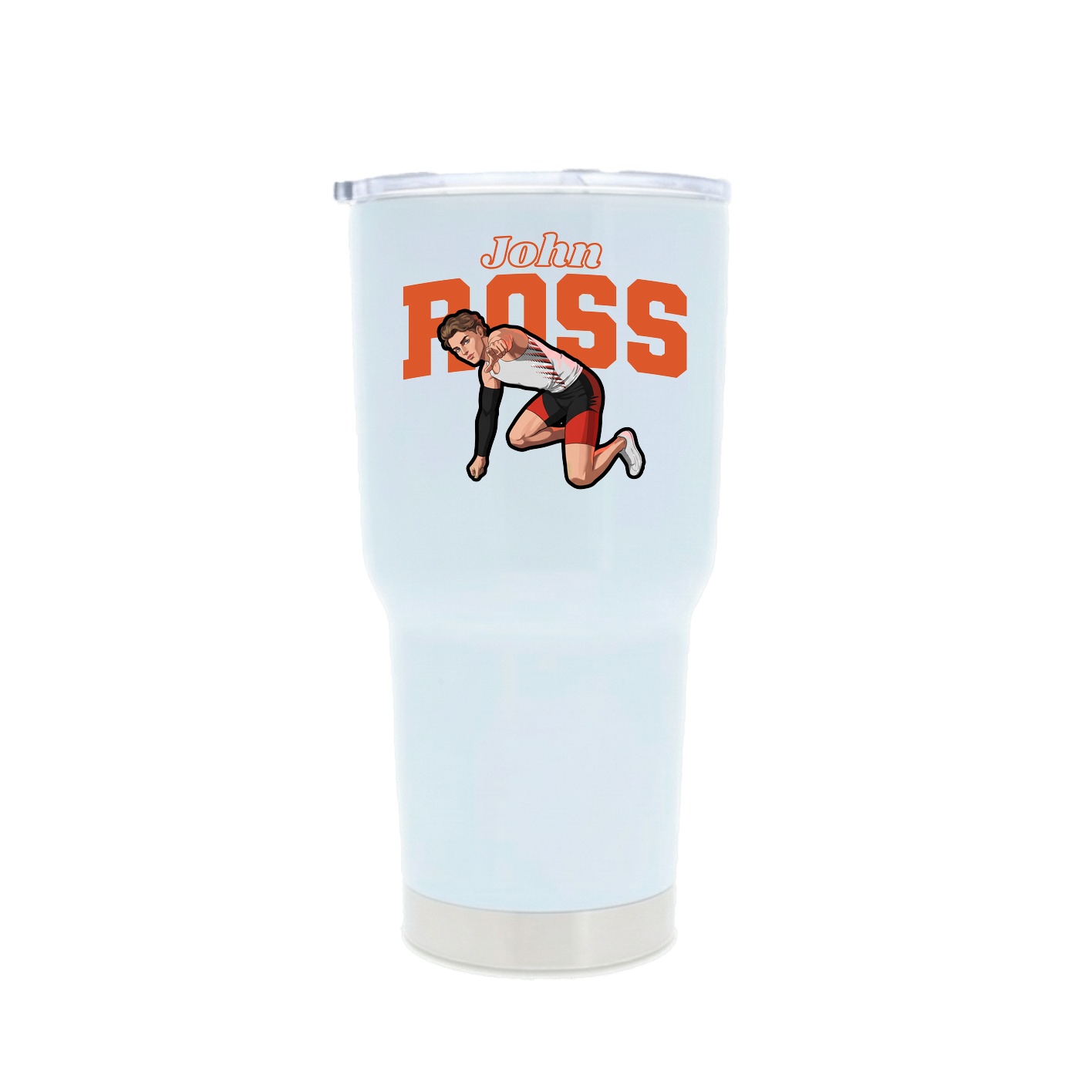30oz Stainless Steel Tumbler — Name Arch in White
