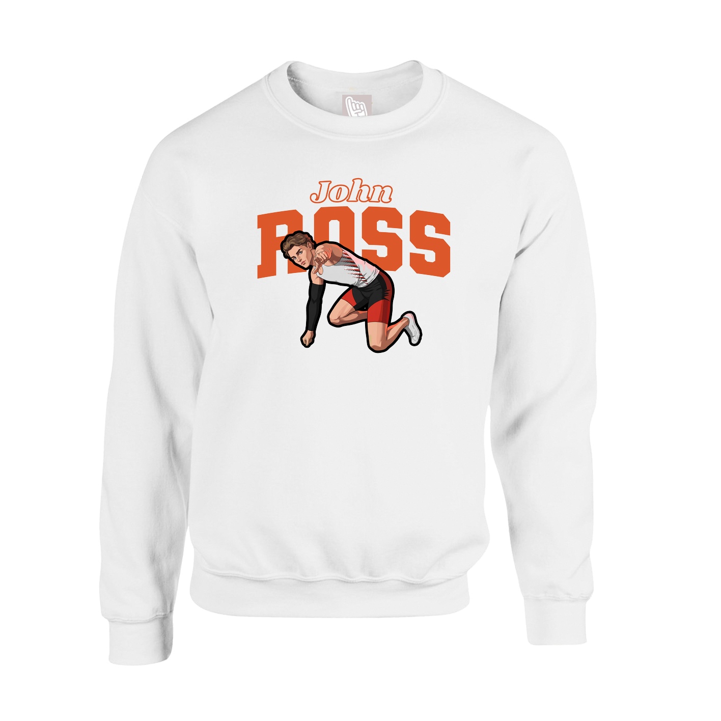 Fleece Crew — Name Arch in White