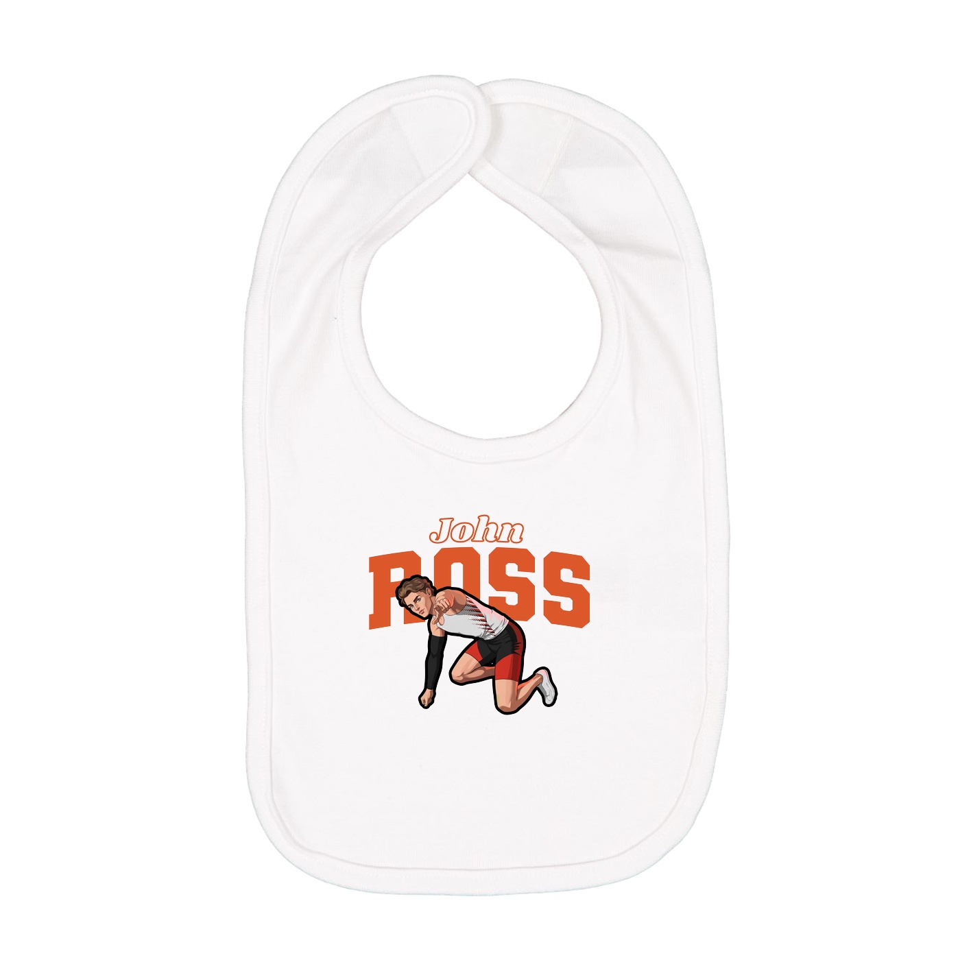 Infant Bib — Name Arch in White