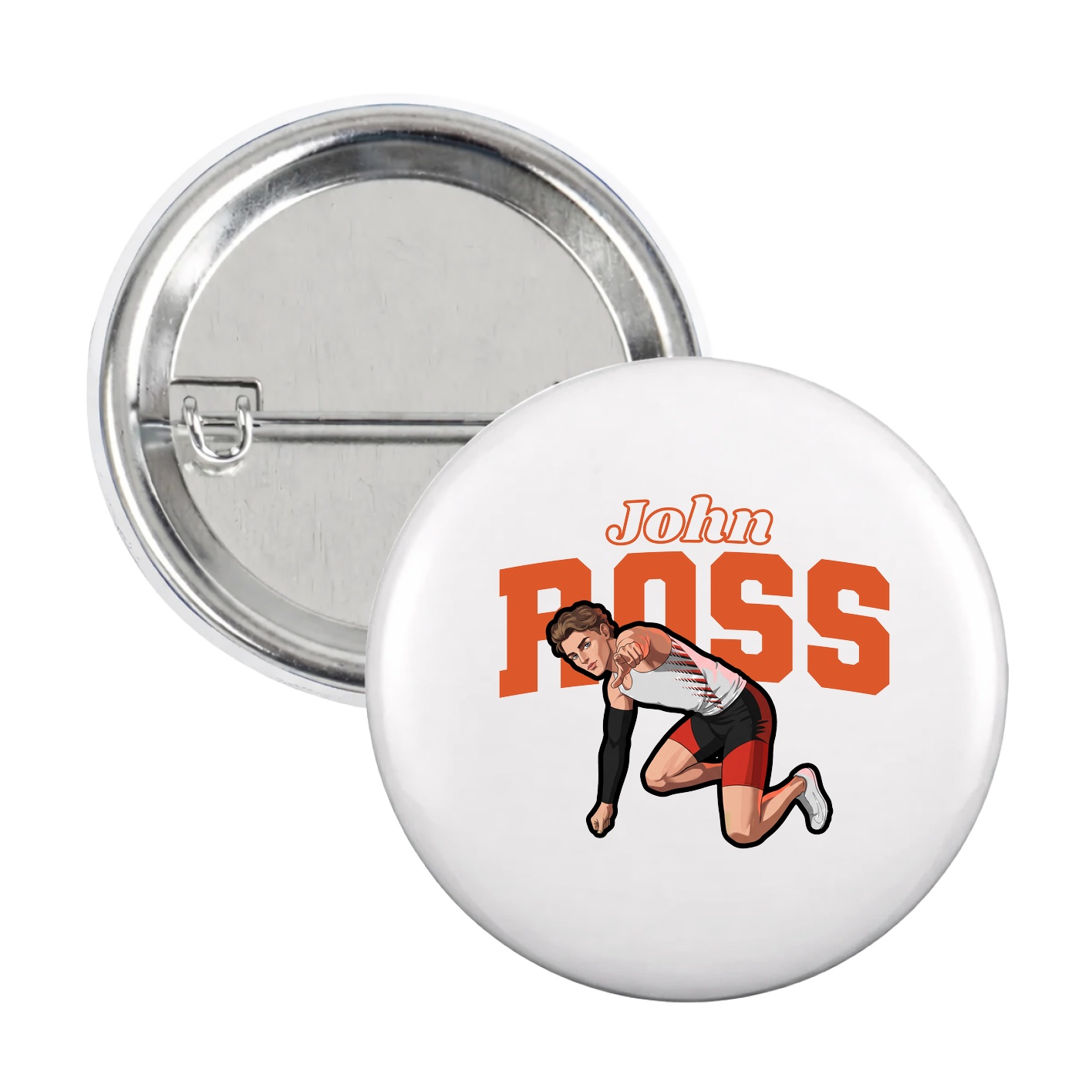 Game Day Button — Name Arch in White