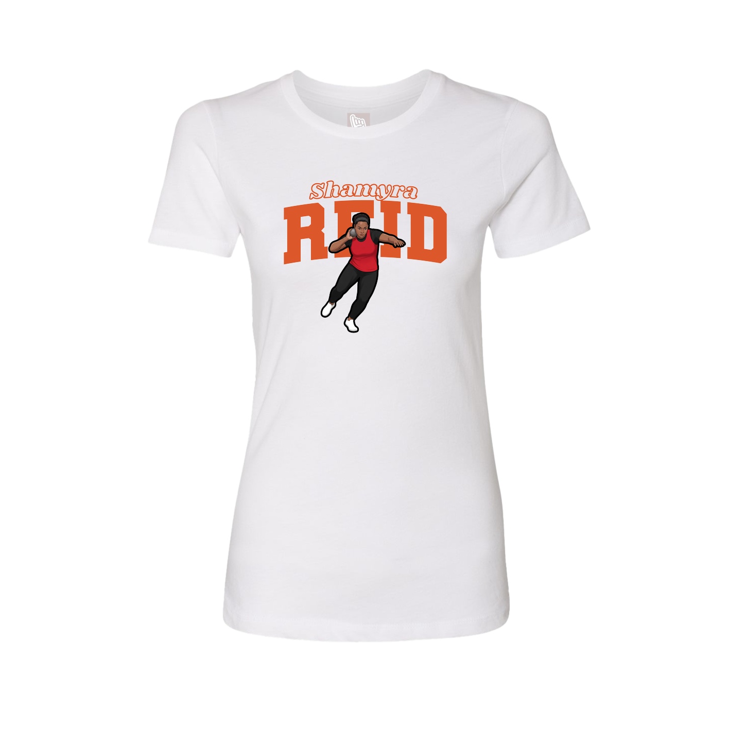 Fitted Women's Tee — Name Arch in White