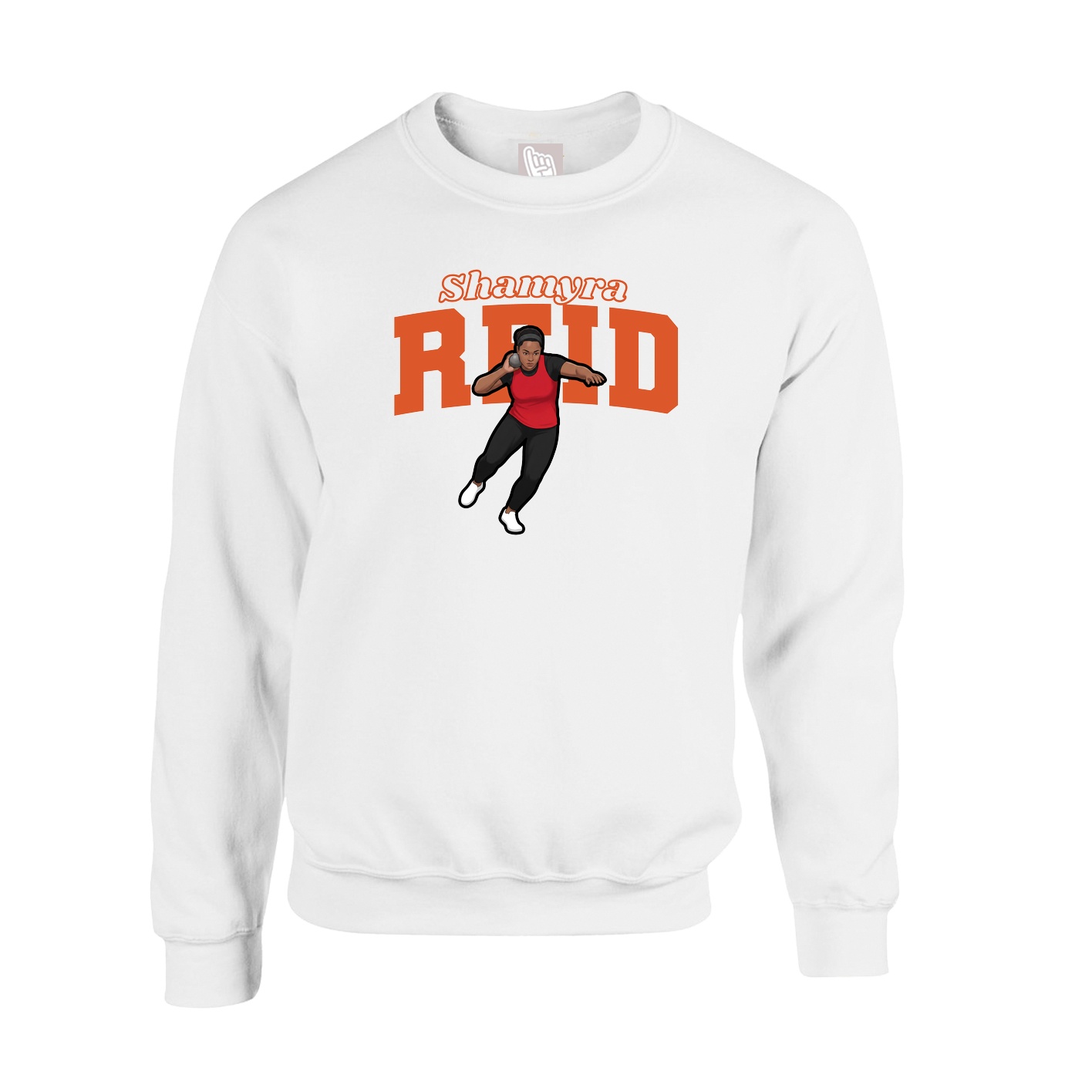 Fleece Crew — Name Arch in White