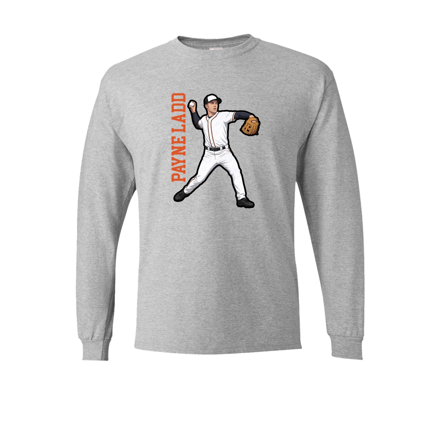 Long Sleeve Tee — Name Vertical in Grey