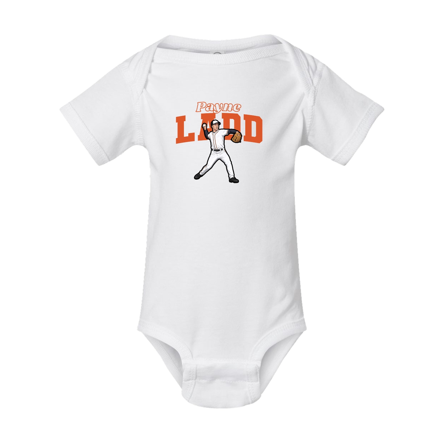 Baby Onesie — Name Arch in White