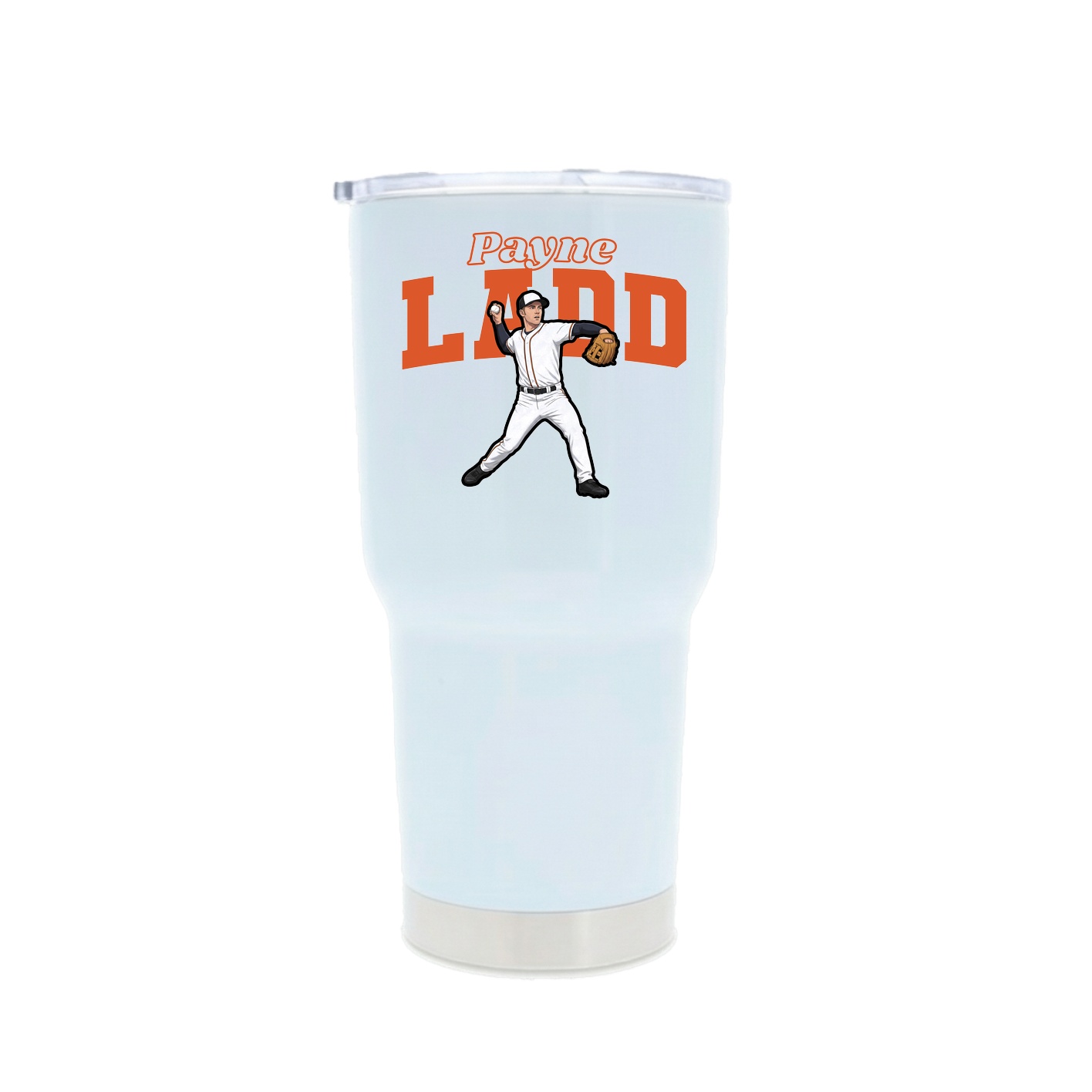 30oz Stainless Steel Tumbler — Name Arch in White