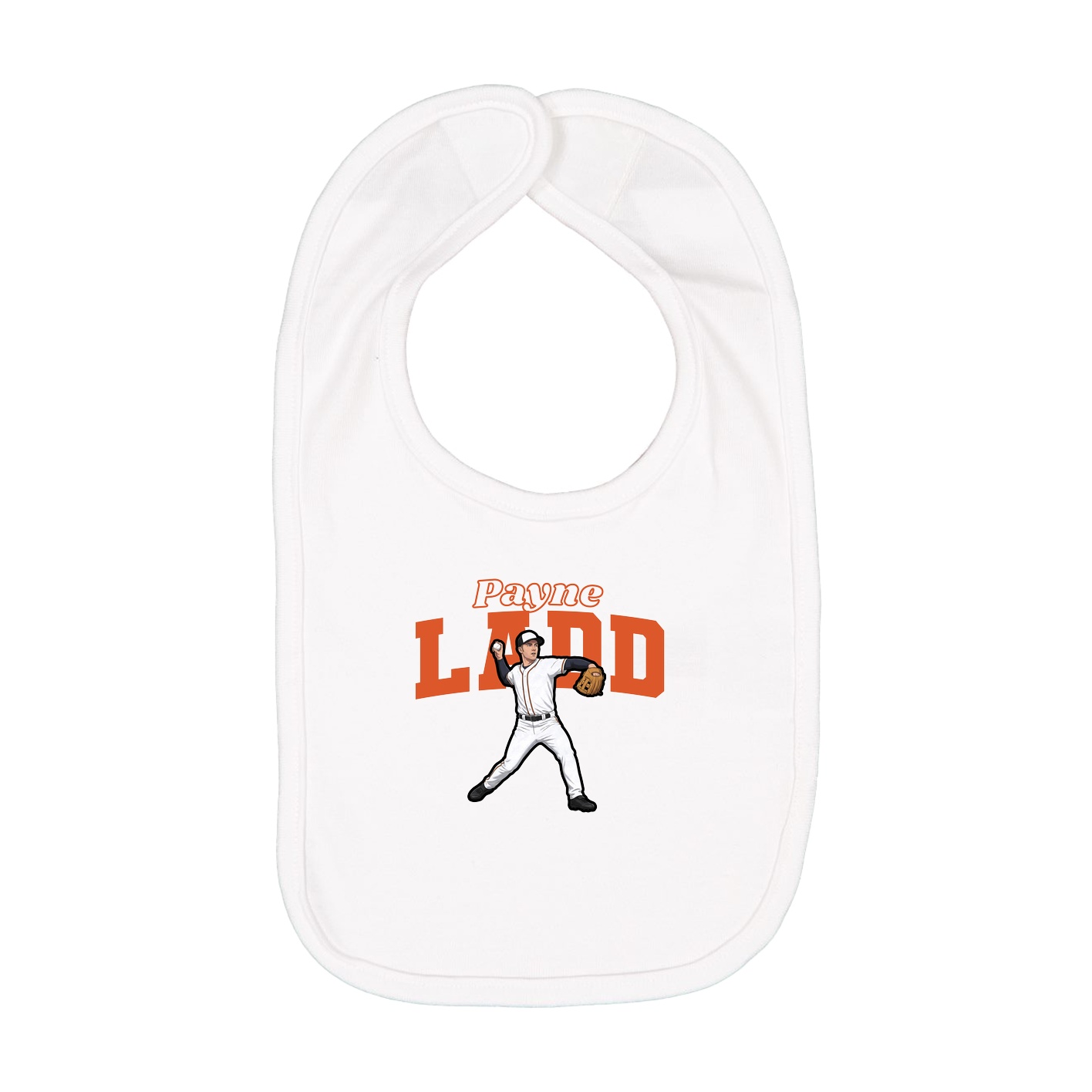 Infant Bib — Name Arch in White