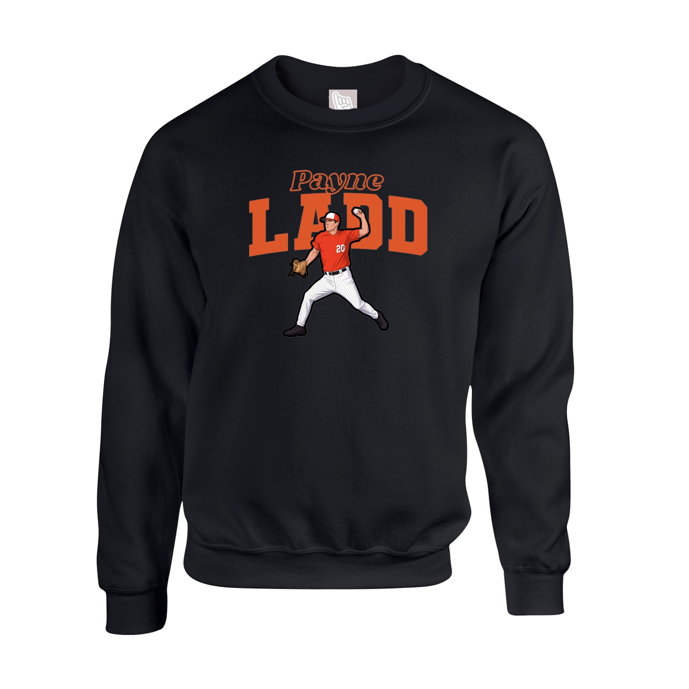 Fleece Crew — Name Arch in Black