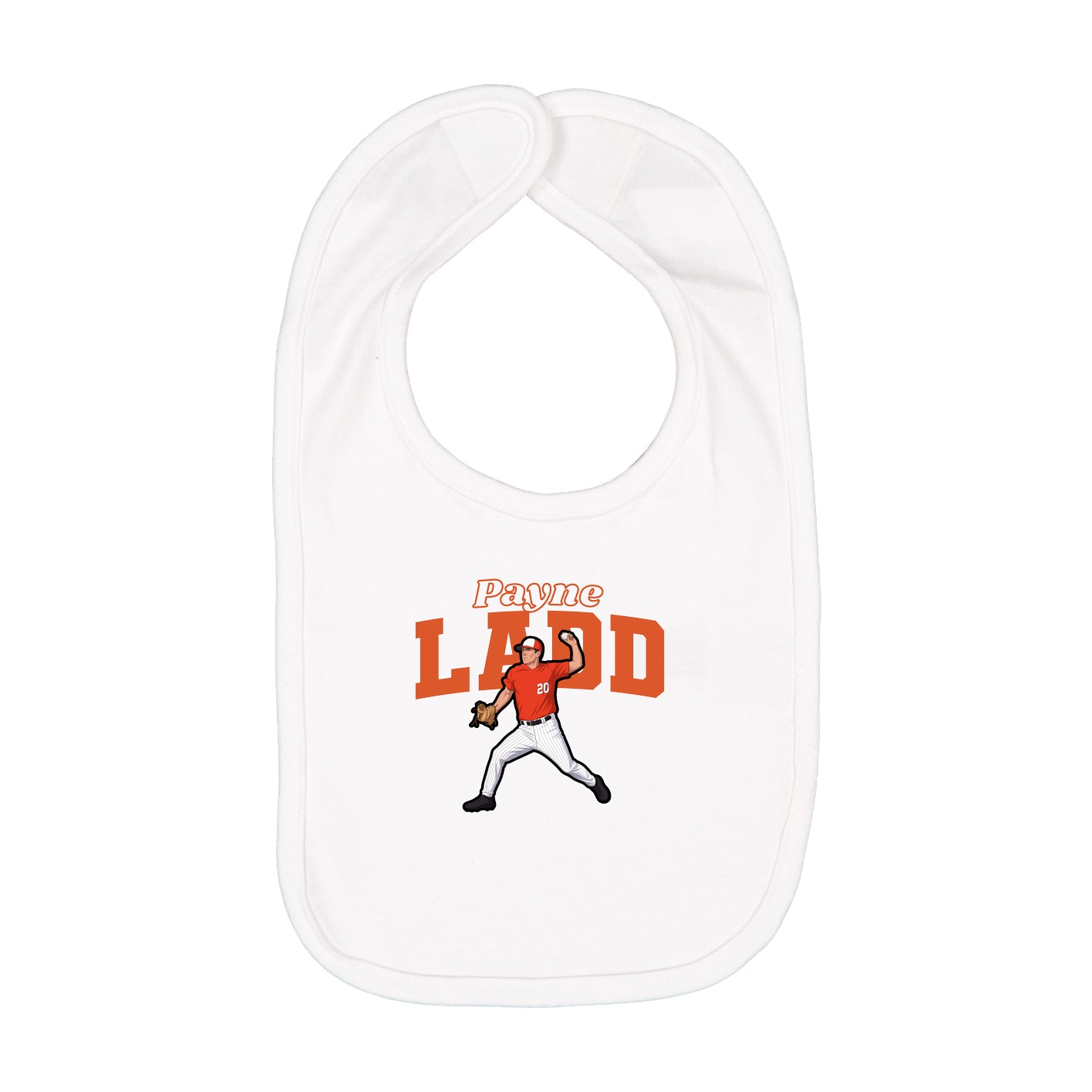 Infant Bib — Name Arch in White