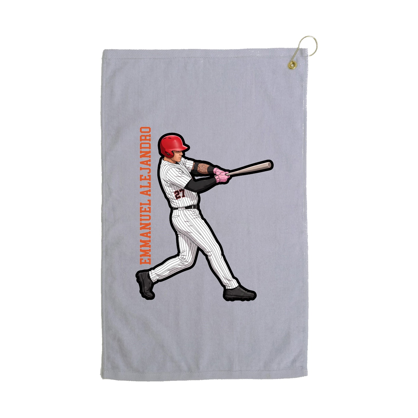Golf Towel — Name Vertical in Grey