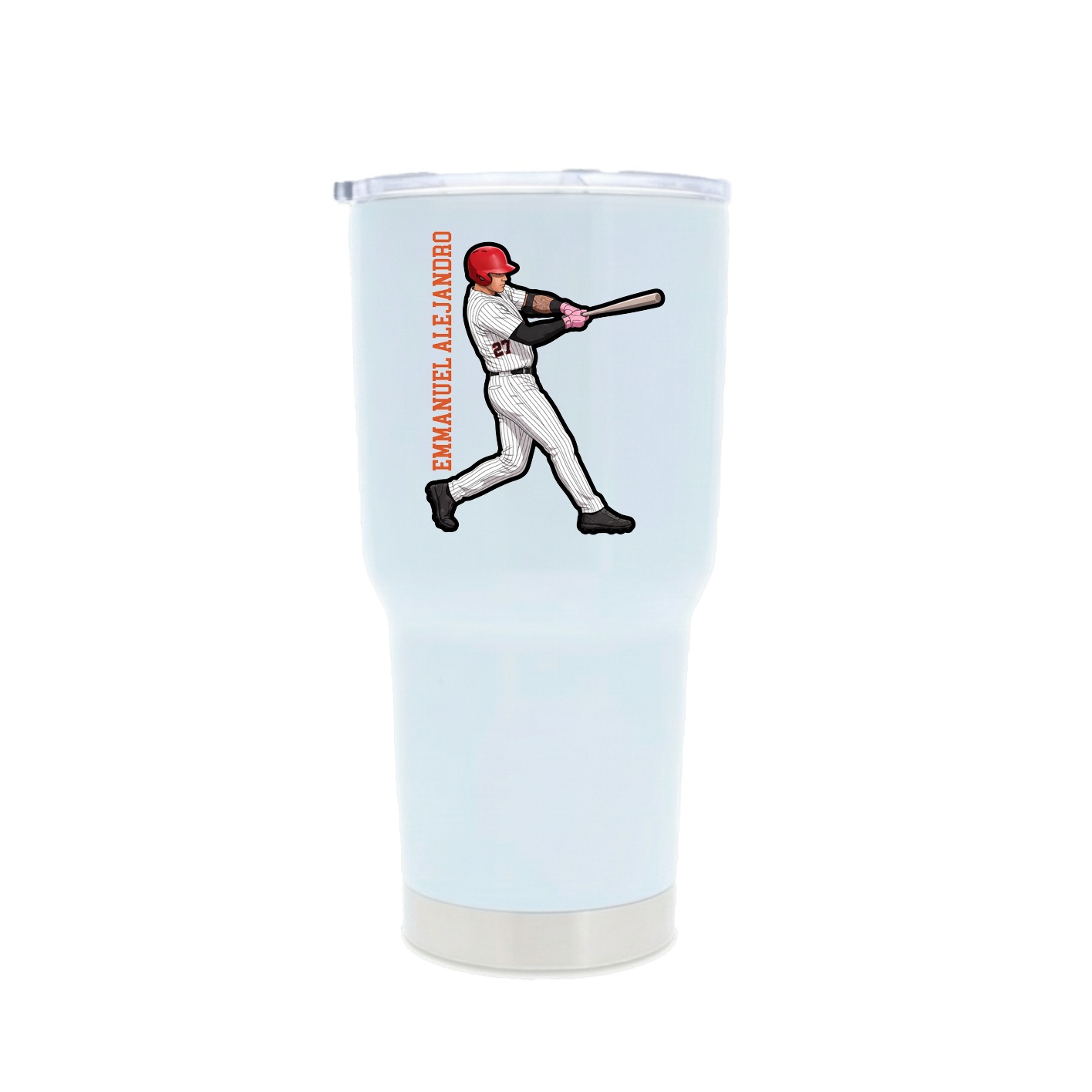 30oz Stainless Steel Tumbler — Name Vertical in White