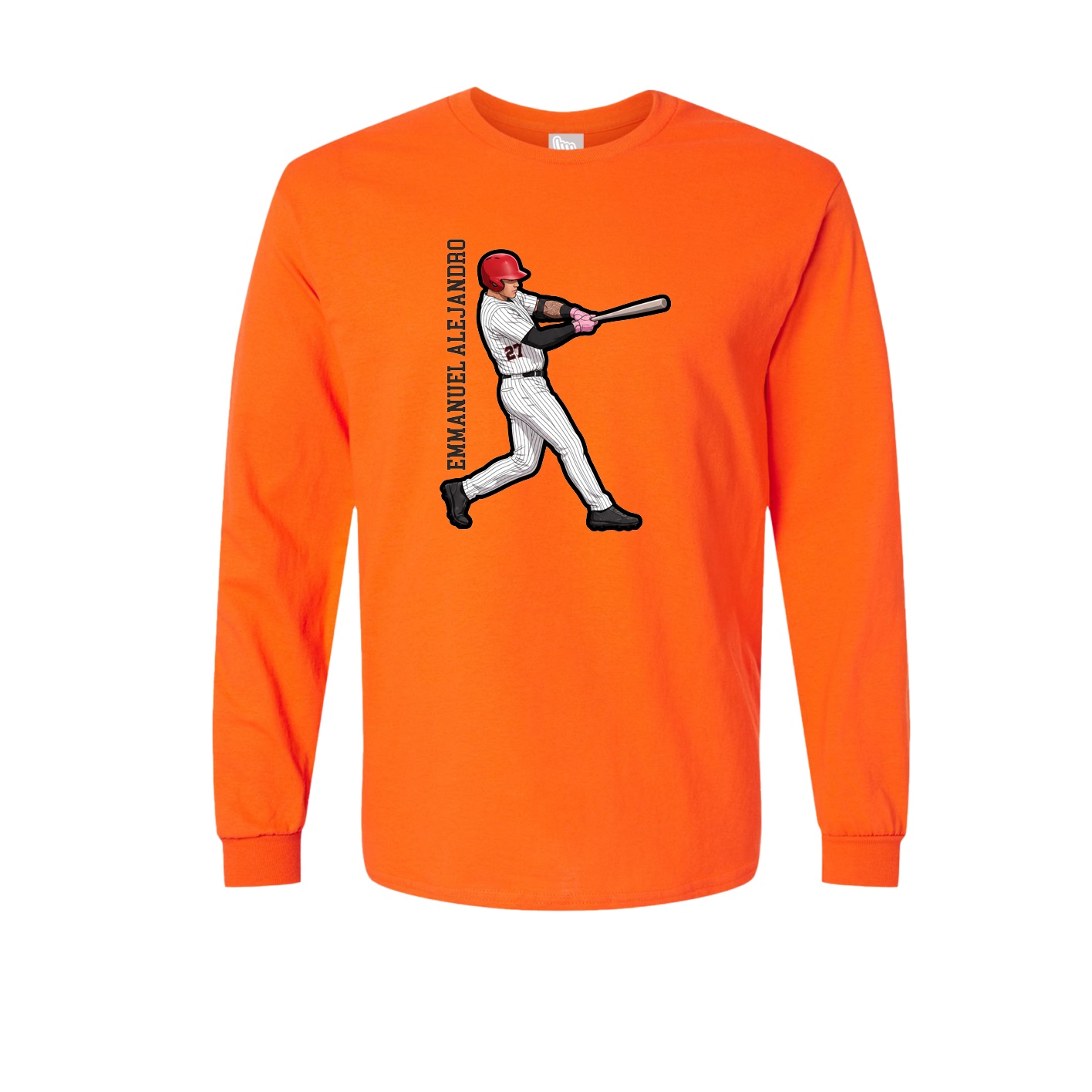 Long Sleeve Tee — Name Vertical in Orange