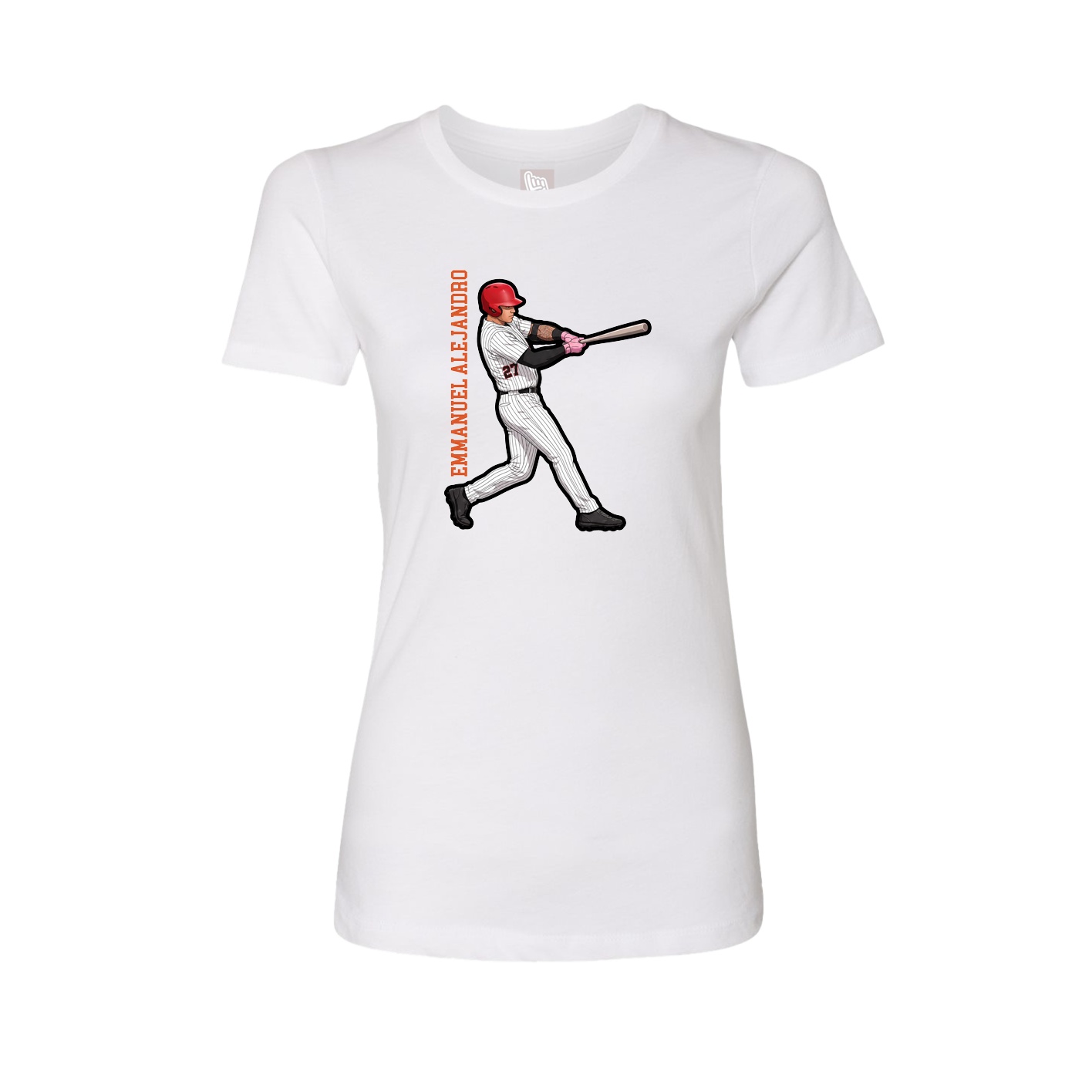 Fitted Women's Tee — Name Vertical in White