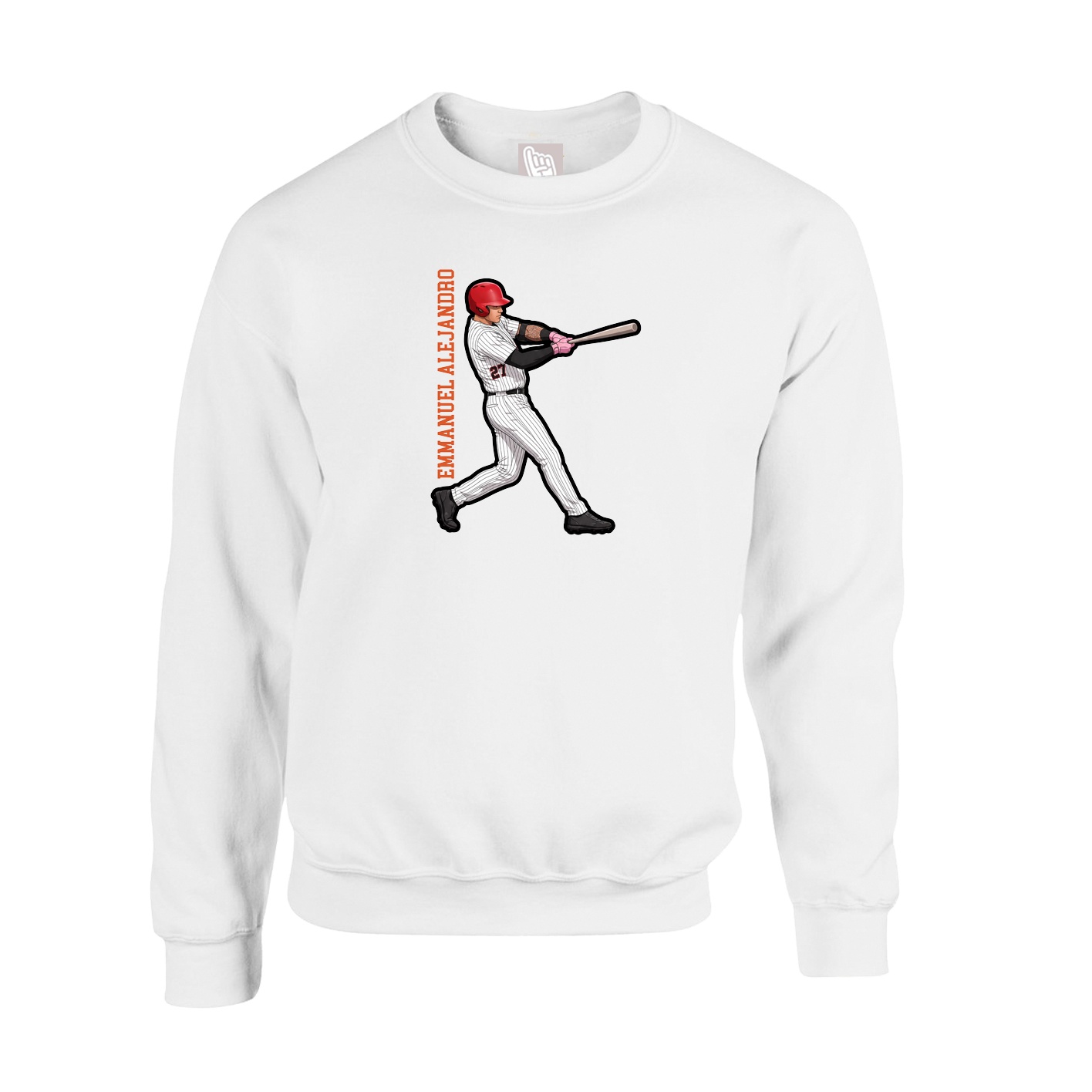 Fleece Crew — Name Vertical in White