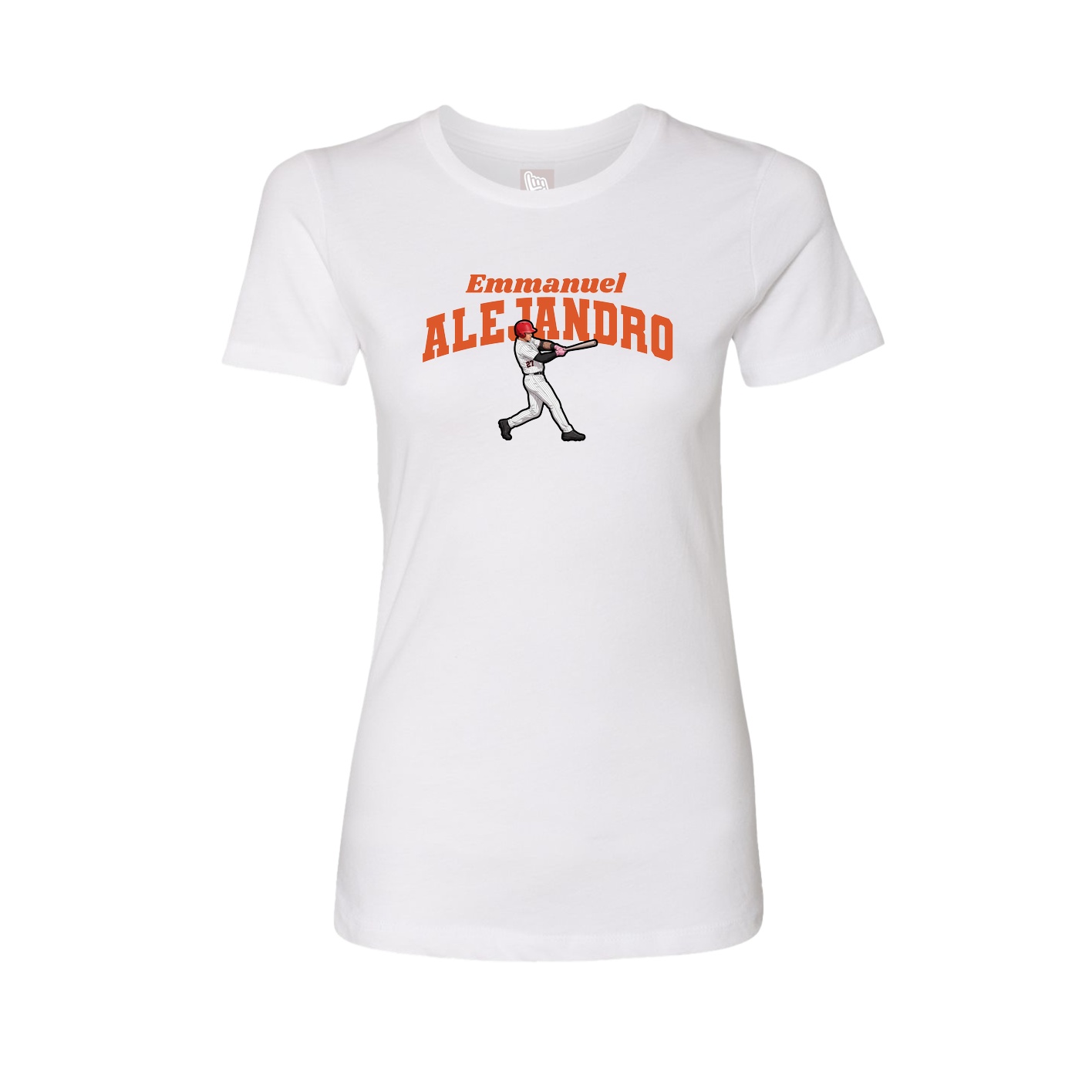 Fitted Women's Tee — Signature Arch in White