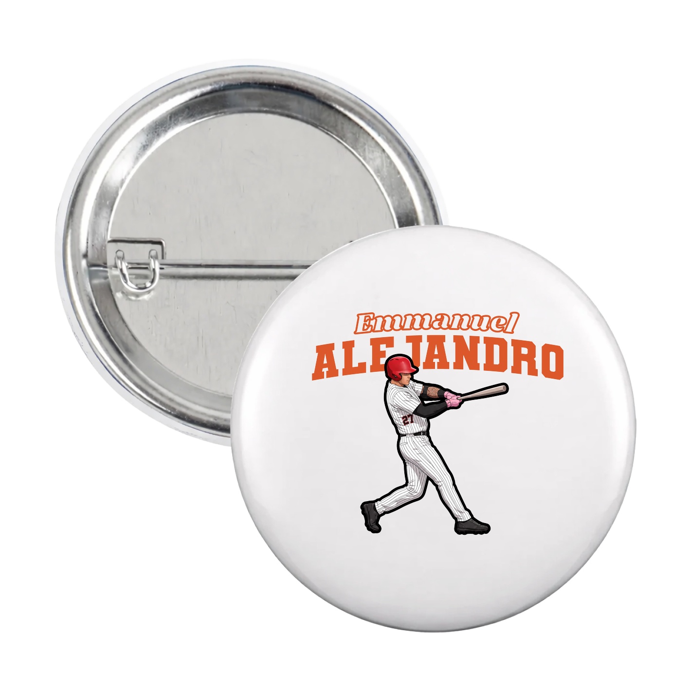 Game Day Button — Name Arch in White