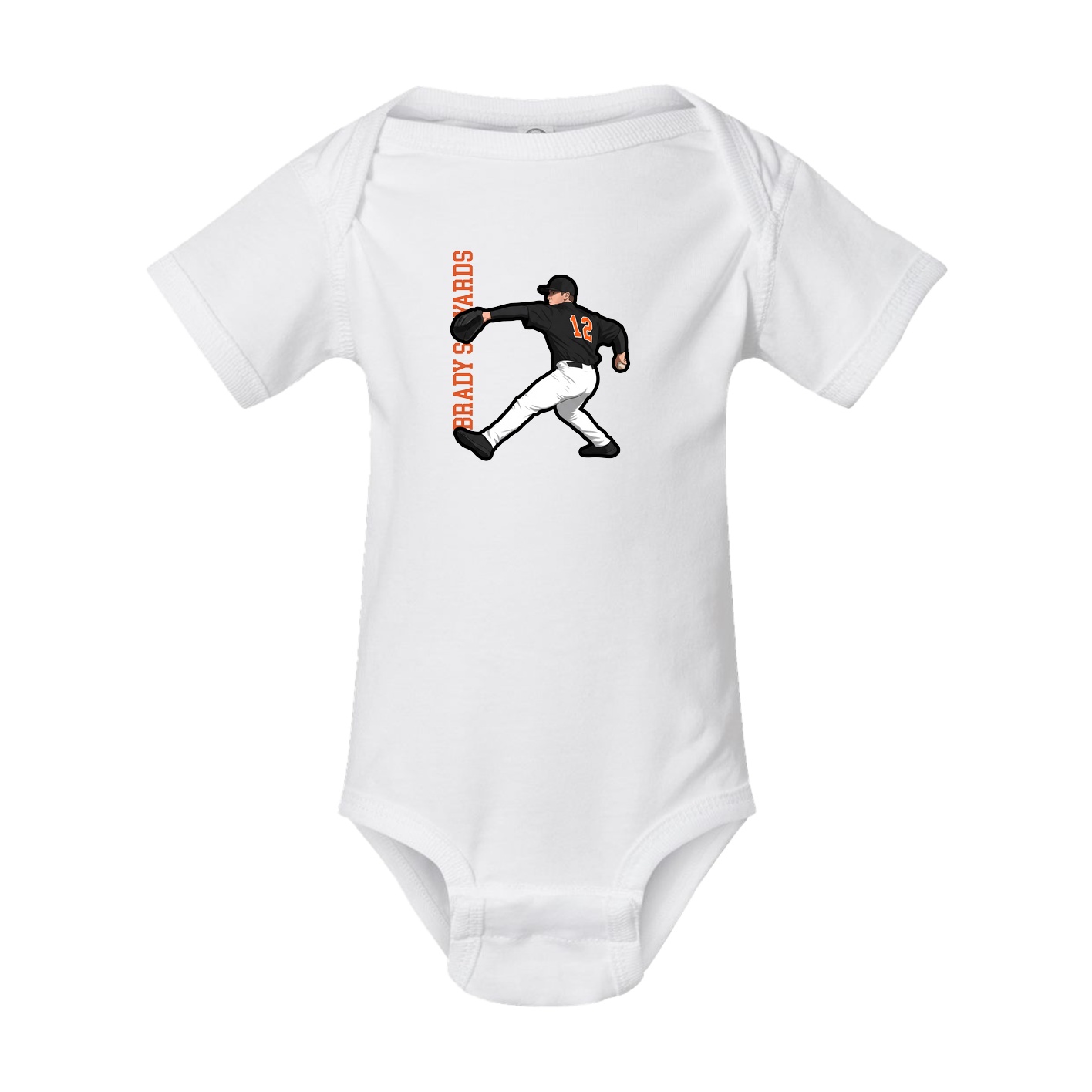 Baby Onesie — Name Vertical in White