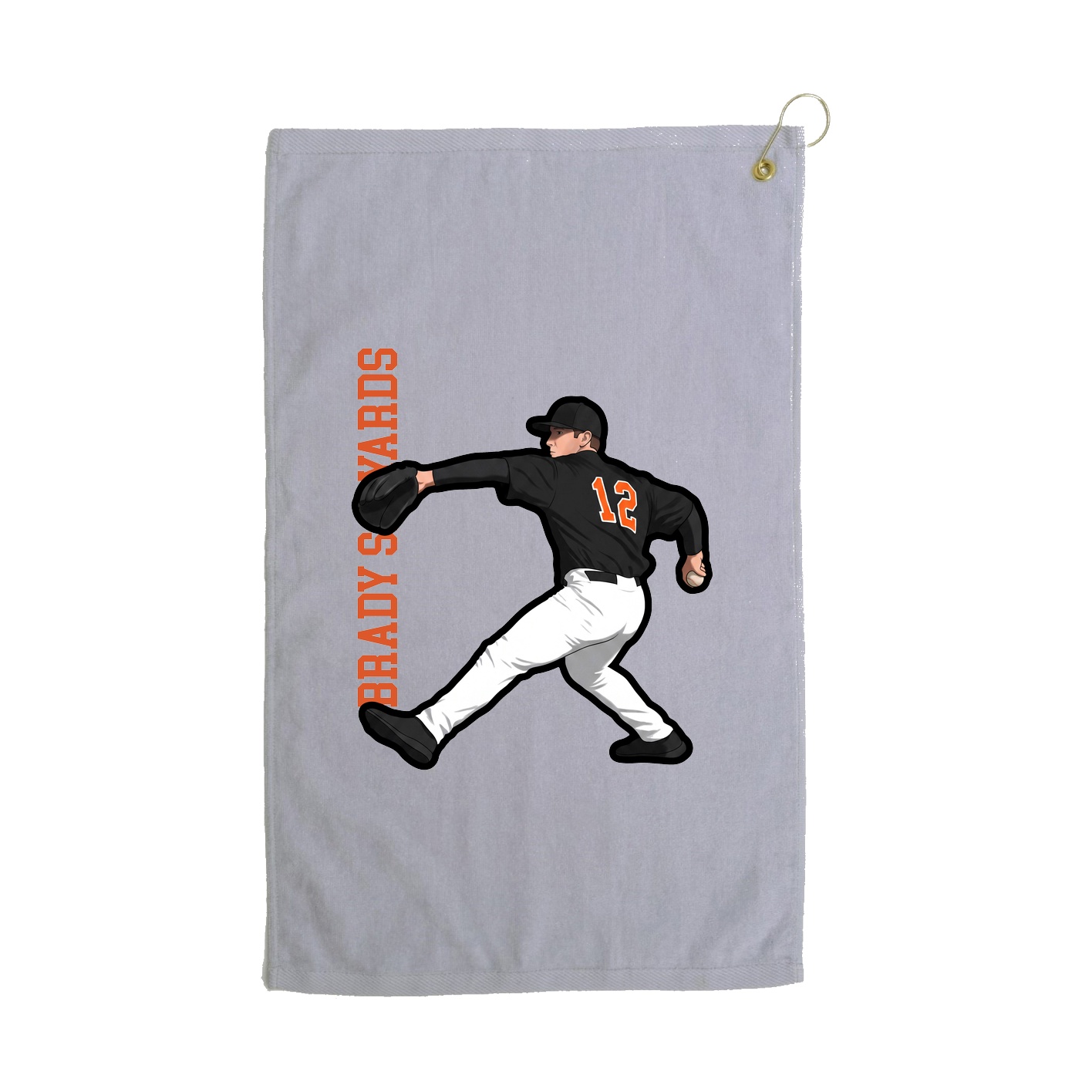 Golf Towel — Name Vertical in Grey
