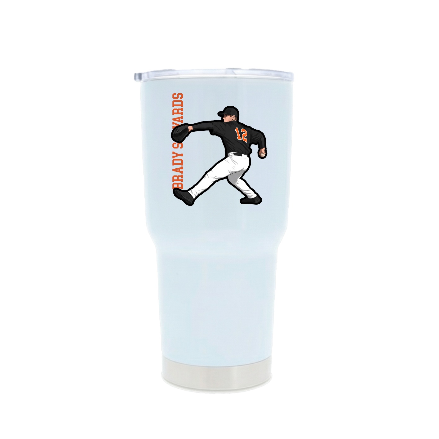 30oz Stainless Steel Tumbler — Name Vertical in White