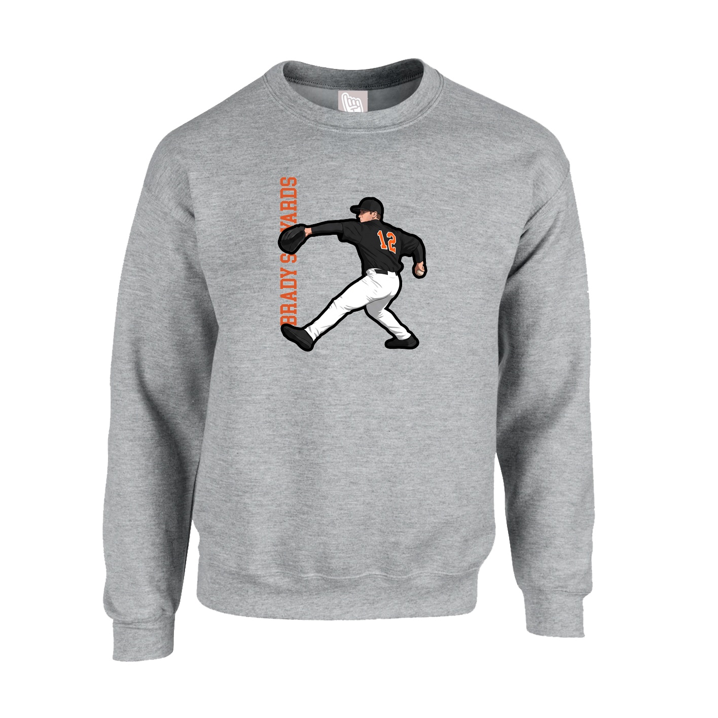 Fleece Crew — Name Vertical in Grey