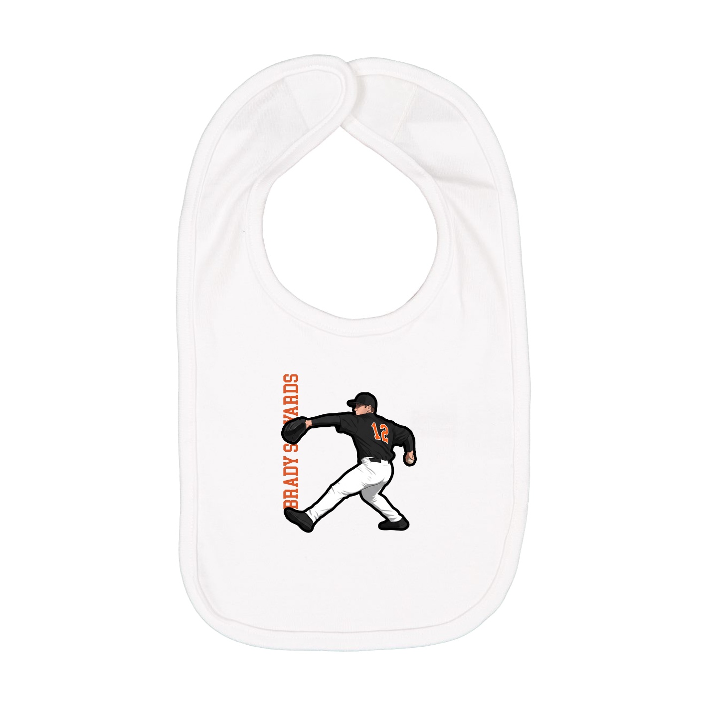 Infant Bib — Name Vertical in White