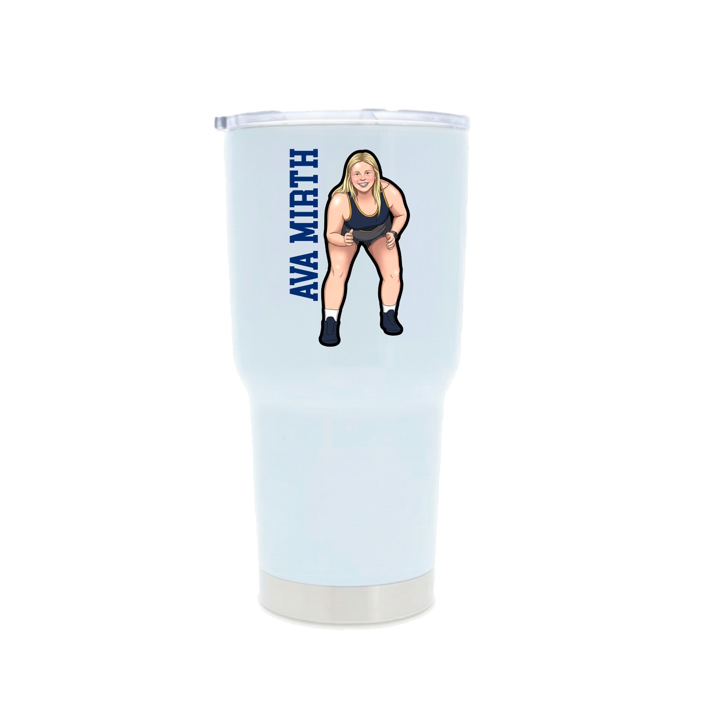 30oz Stainless Steel Tumbler — Name Vertical in White